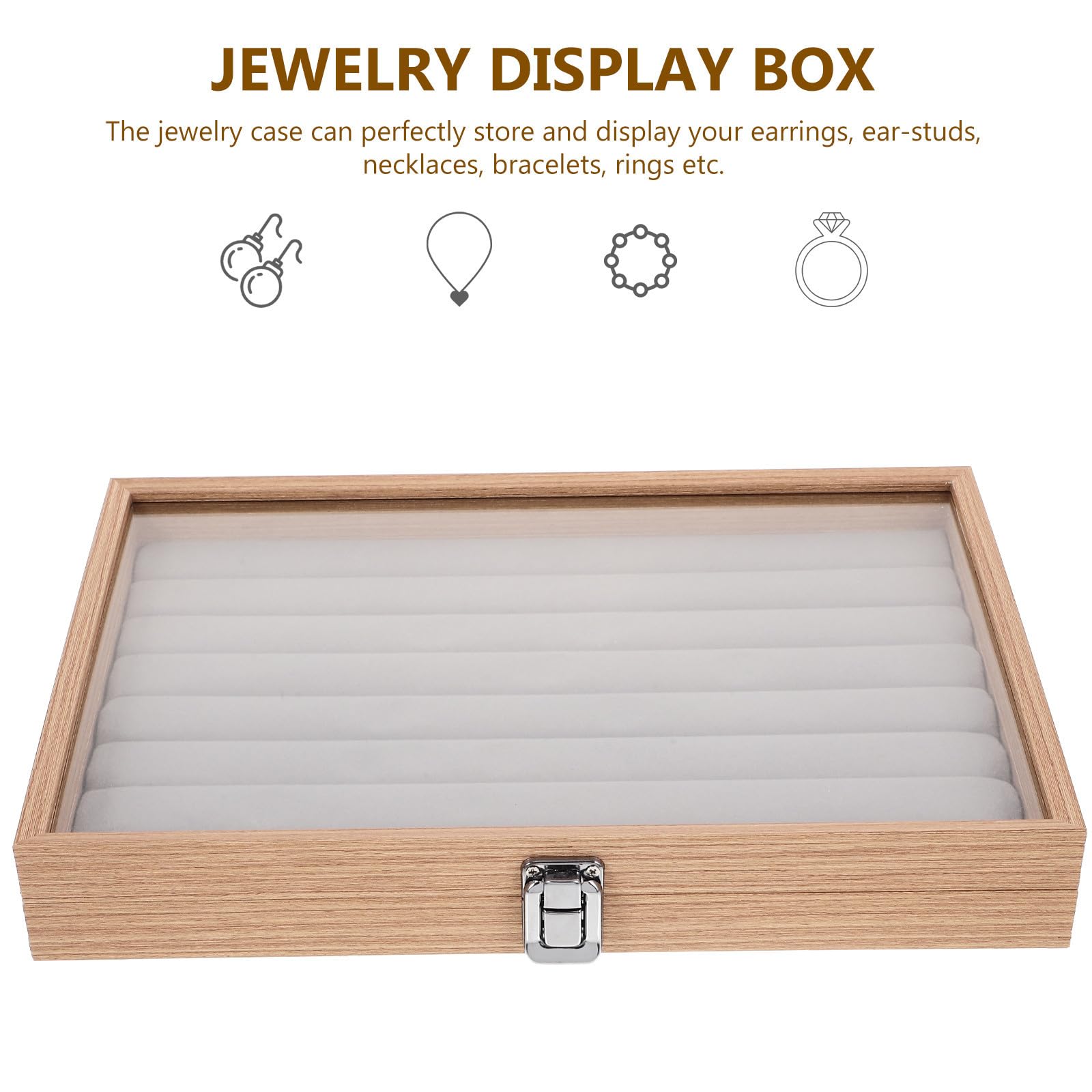 ifundom Madera Organizador Joyas Transparente de Tapa para Anillos