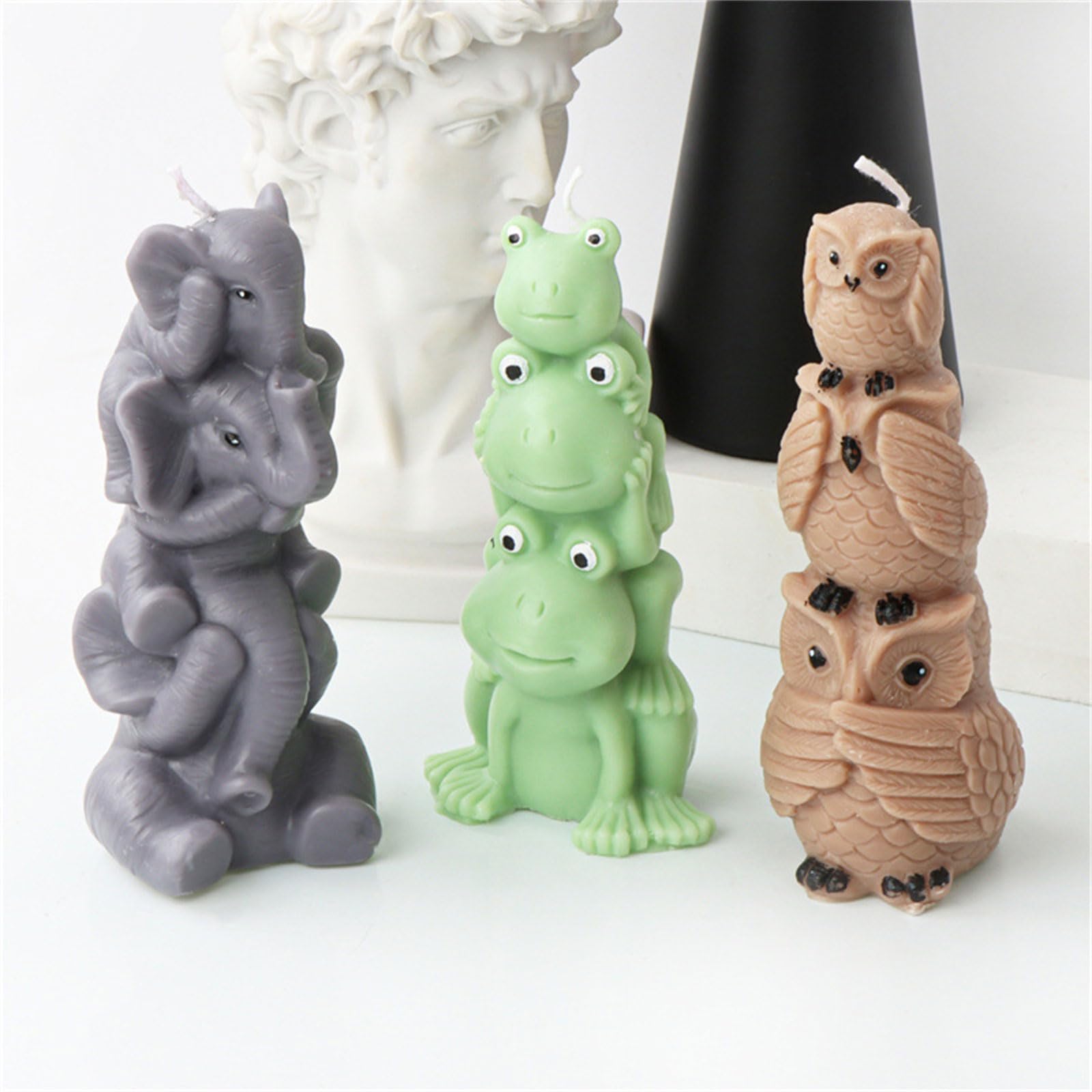 Moule à gâteau en forme d ' animal, chocolat, 3D empilé, Golden, éléphant, chaton, artisanat amusant, en résine de Silicone, moule à bougie en forme d ' animal mignon, bougie familiale, de en