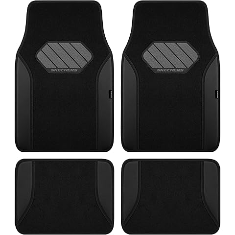 Skechers Car Floor Mats,Waterproof Universal Fit Faux Leather Car Mats,Floor Mats for Cars with Anti-Slip Heel Pad,Fit for SUVs,Vans,Sedans,Trucks,Black