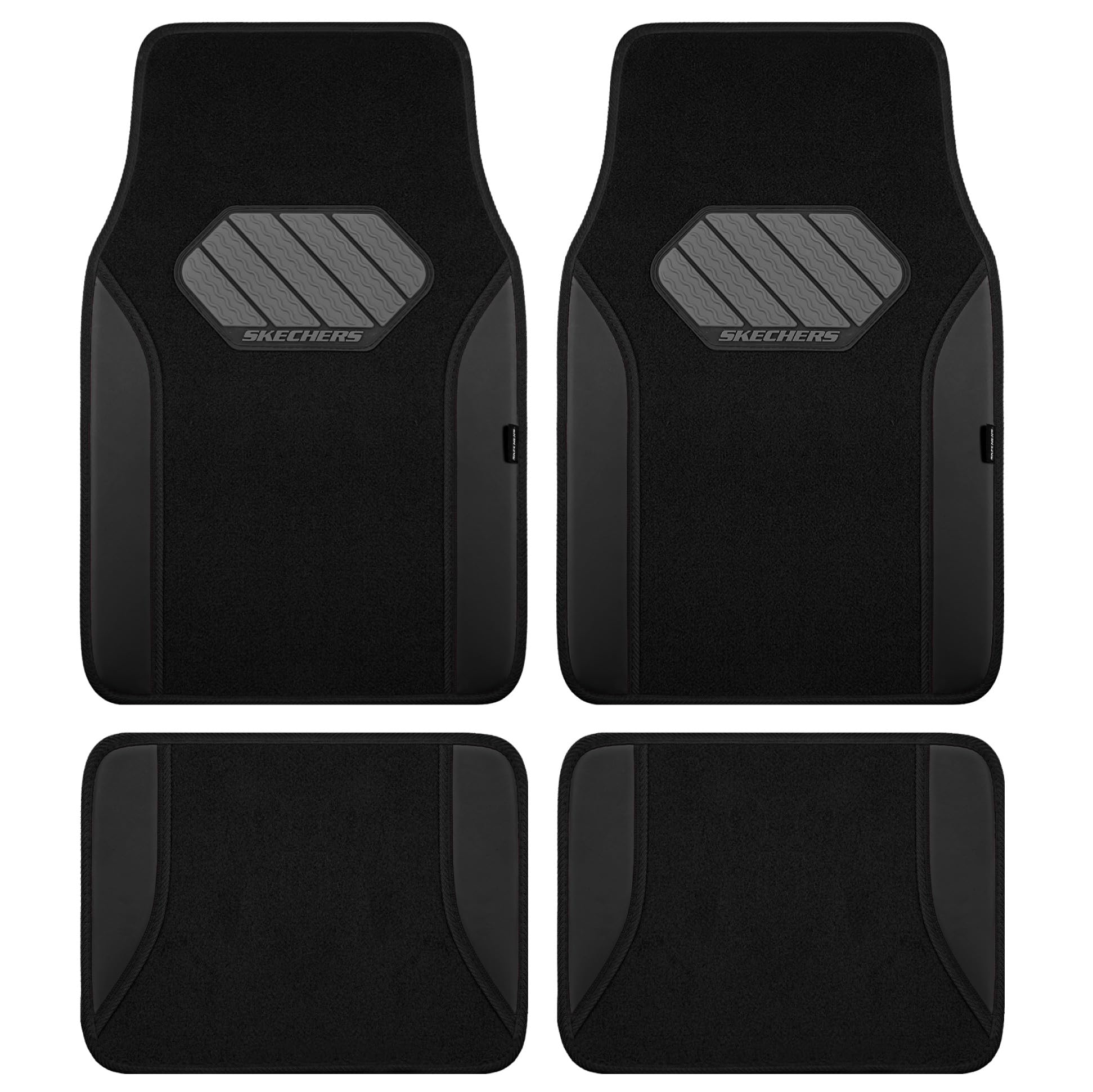 Skechers Car Floor Mats,Waterproof Universal Fit Faux Leather Car Mats,Floor Mats for Cars with Anti-Slip Heel Pad,Fit for SUVs,Vans,Sedans,Trucks,Black