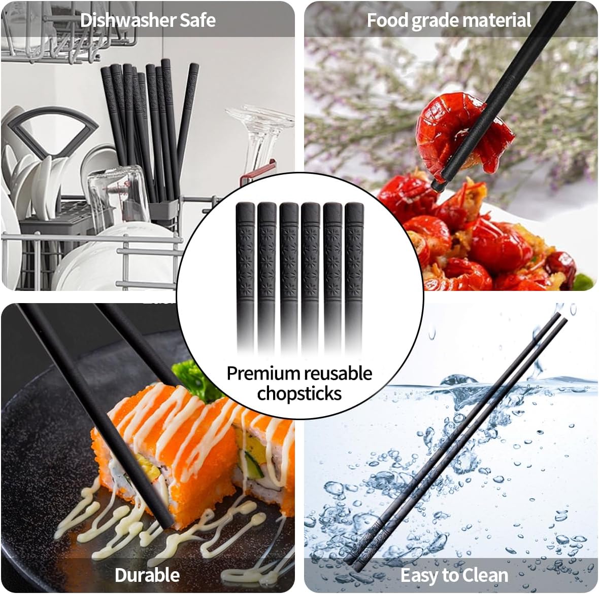 10 Pairs Fiberglass Reusable Chopsticks - Image 6