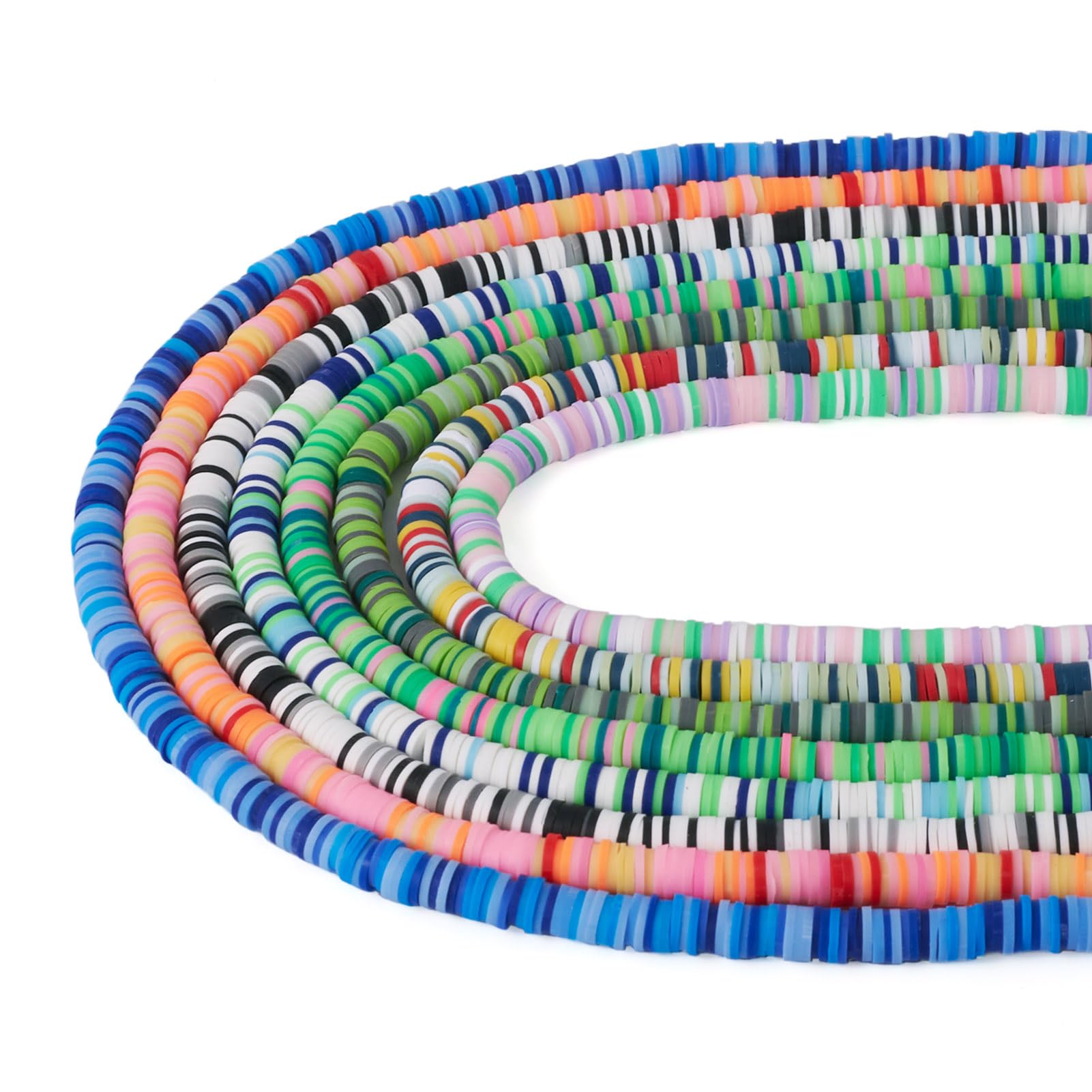 Boutigem 2560Pcs 6mm Clay Beads Bulk Colorful Heishi Clay Beads Vinyl Disc Spacer Beads for Bracelet Necklace Making