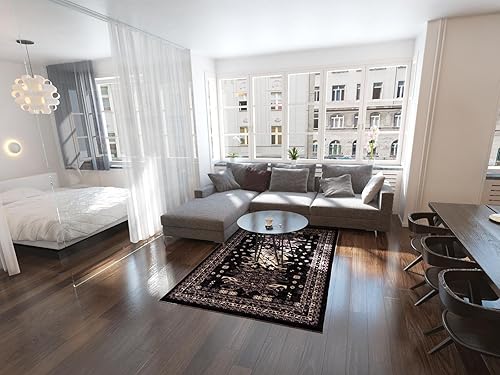 Miniatura 18 de Unique Loom Heriz Collection Alfombra de área parcial, Polipropileno, Negro