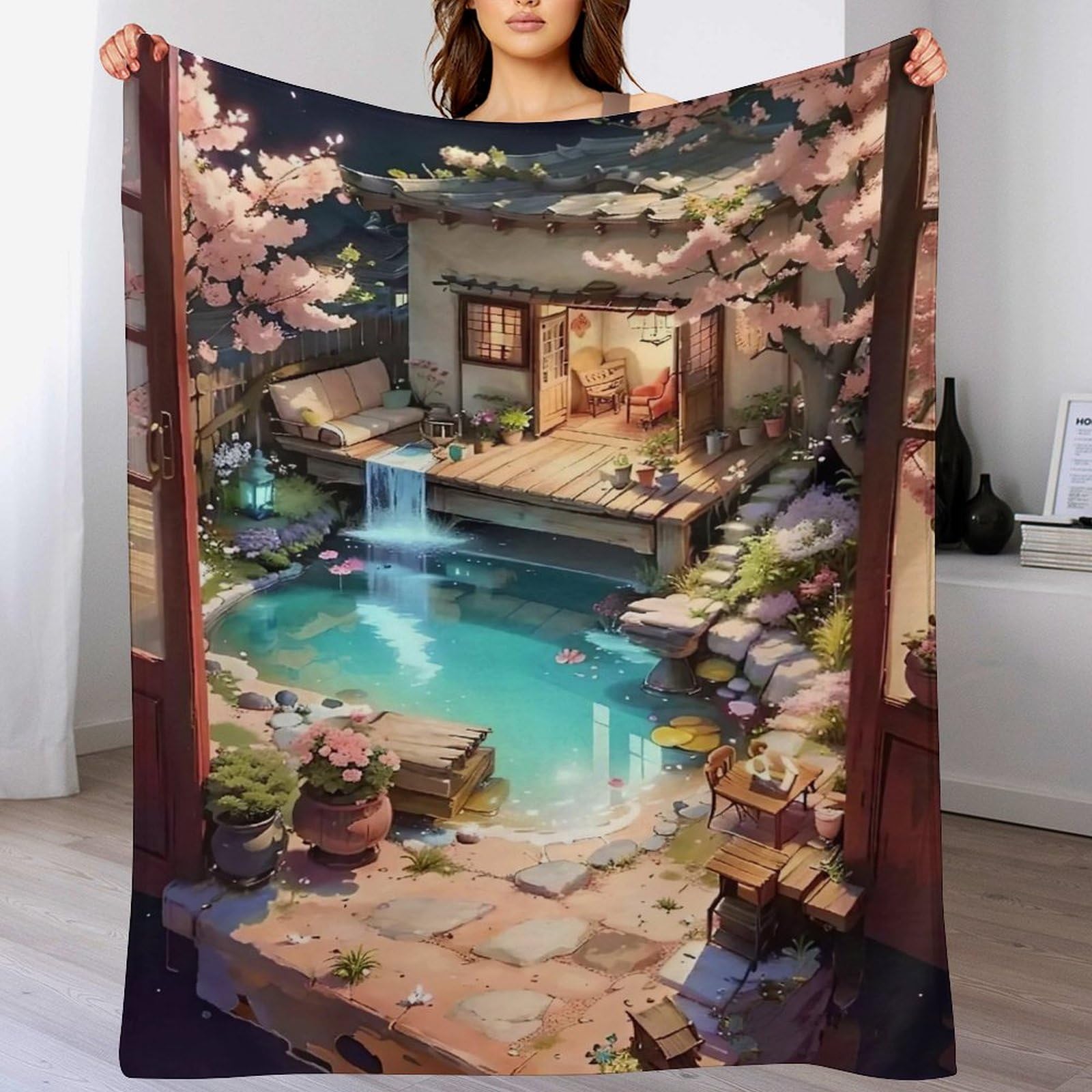 Couverture japonaise chaude pour des soirées cocooning confortables dans votre salon (130x180)