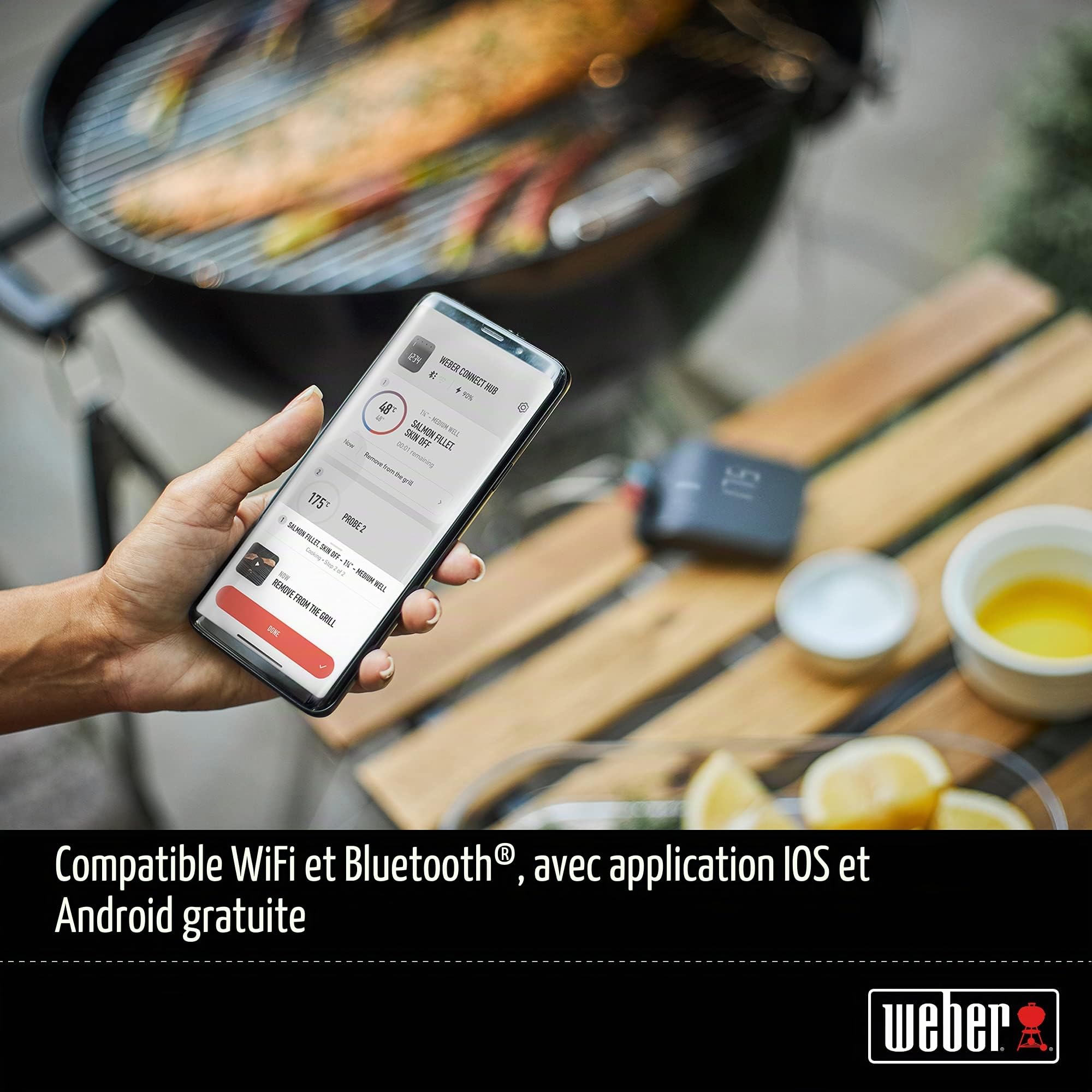Weber Thermomètre à lecture instantanée/Prise de température rapide et précise en °C et °F, en 15 secondes, arrêt automatique, affichage facile à lire, 0,8 x 3,3 x 20,5 cm