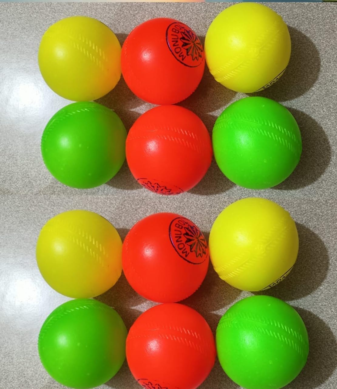 Aak Bharat Plastic Cricket Balls Set of 12 Multicolor 6.4 cm Diameter | Pack of 12, Multicolor, 6.4 cm Diameter, Cricket Practice, Plastic Material-picture-10
