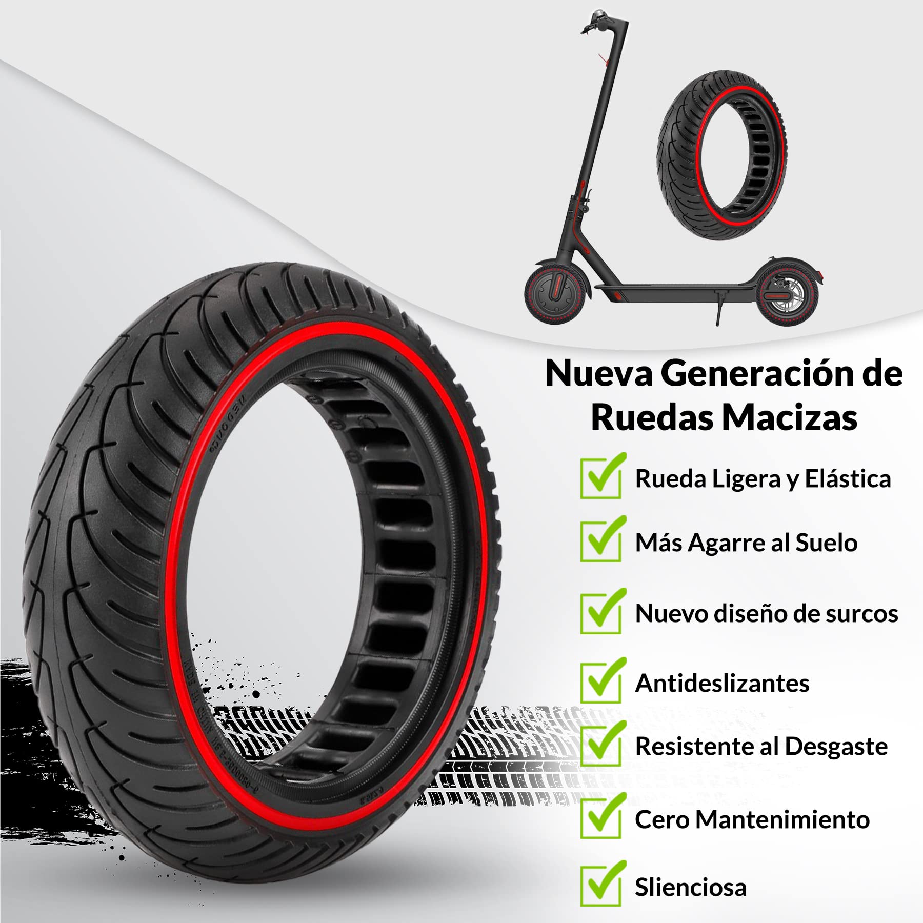ANSENI Ruote Monopattino Electtrico gomme monopattino 8 1/2x2 Per Xiaomi scooter,Antiscivolo ed elastico,Ruota di ricambio anti-foratura compatibile con Xiaomi scooter elettrico M365/M365 Pro/Pro 2,1S