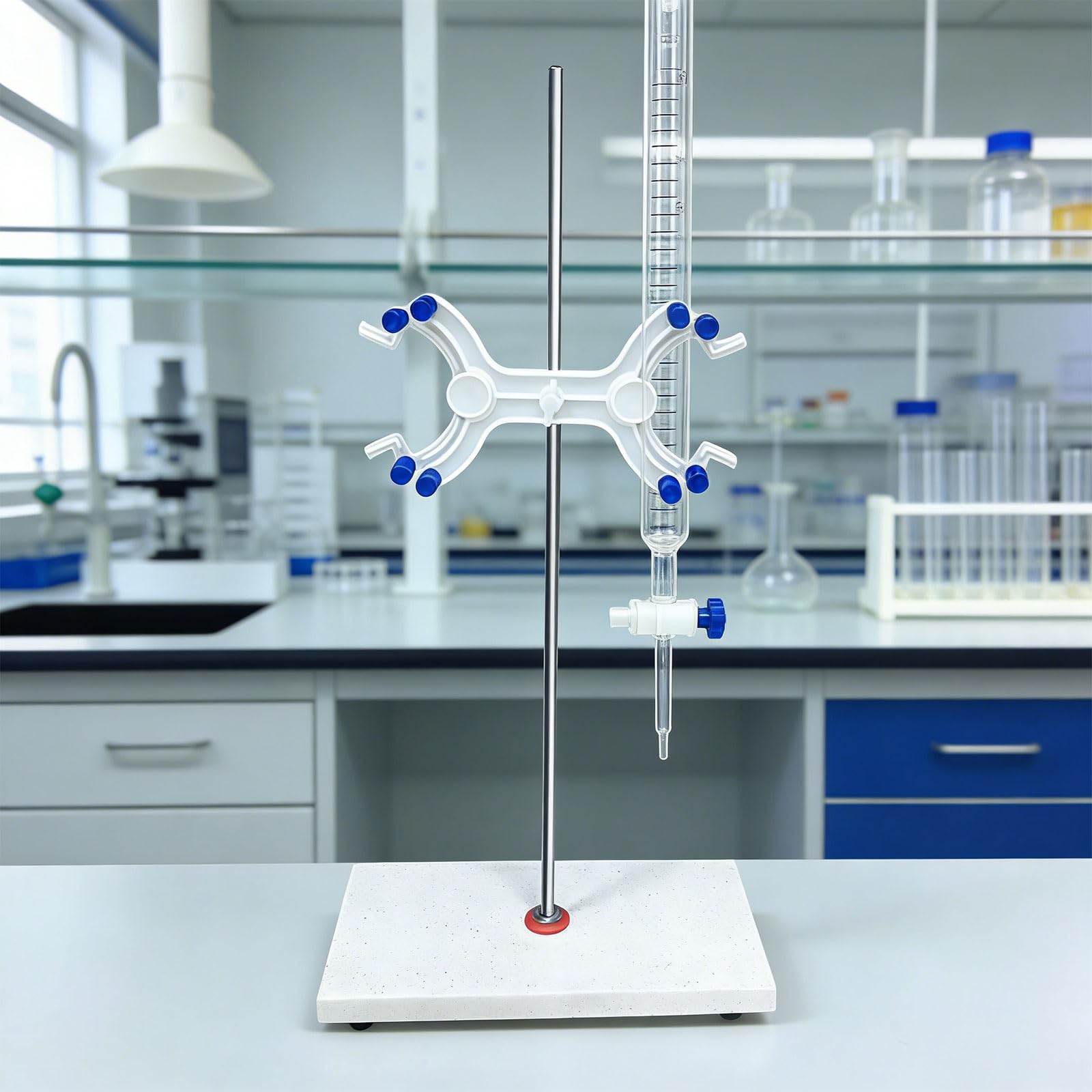 Supporto per burette con base in marmo per laboratori scolastici con morsetto con morsetto a farfalla per esperimenti di titolazione
