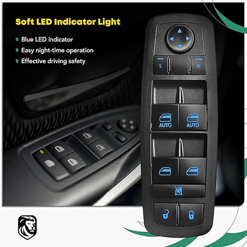 Miniatura 5 de YHTAUTO Master - Interruptor de ventana eléctrica de repuesto para Jeep Grand Cherokee y Dodge Durango 2014-2015, 11 pines, sin espejos plegables