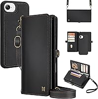 Vista 25 de Funda tipo cartera compatible con iPhone 13 Pro Max, multifunción, desmontable, 2 en 1, magnética, cartera para iPhone 13 Pro Max, con correa Verde