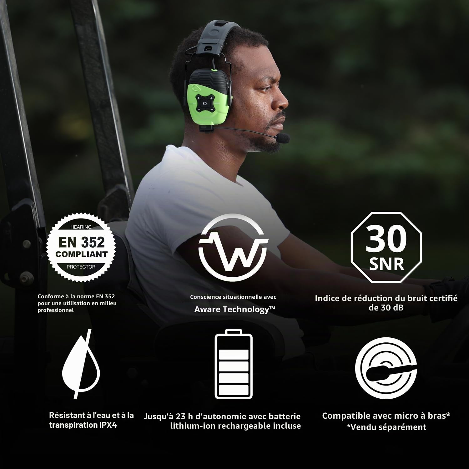 ISOtunes LINK Aware Casque Anti Bruit Bluetooth EN352 Travail