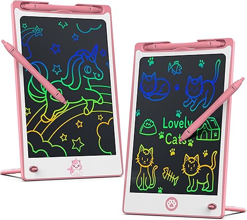 Hockvill - Tableta de escritura LCD para niños, paquete de 2 unidades, juguetes de 8.8 pulgadas, almohadilla colorida de dibujo de garabatos,