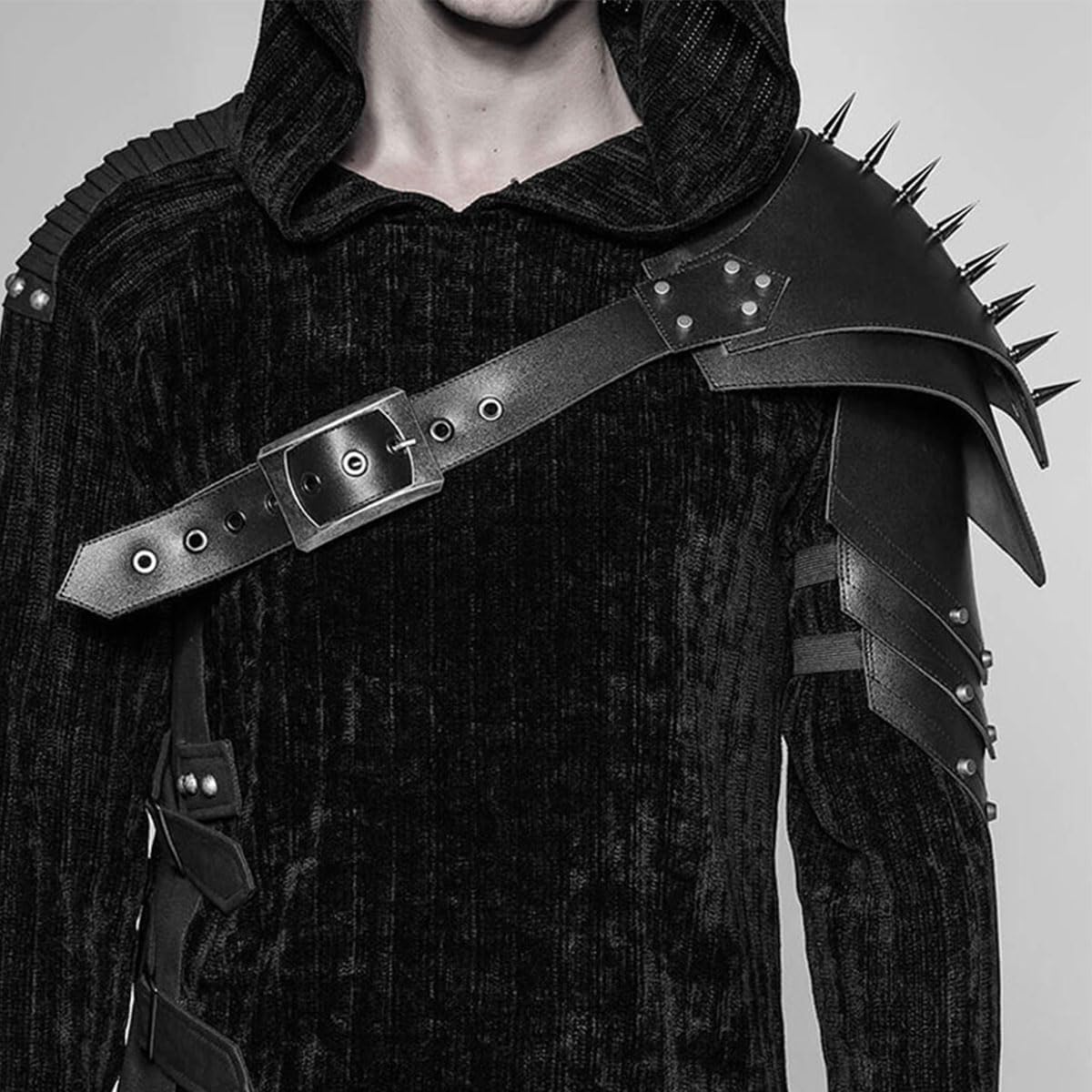 Medieval Spiked Shoulder Harness Punk Faux Leather Adjustable Shoulder Armor Halloween Viking Warrior Guards Costume
