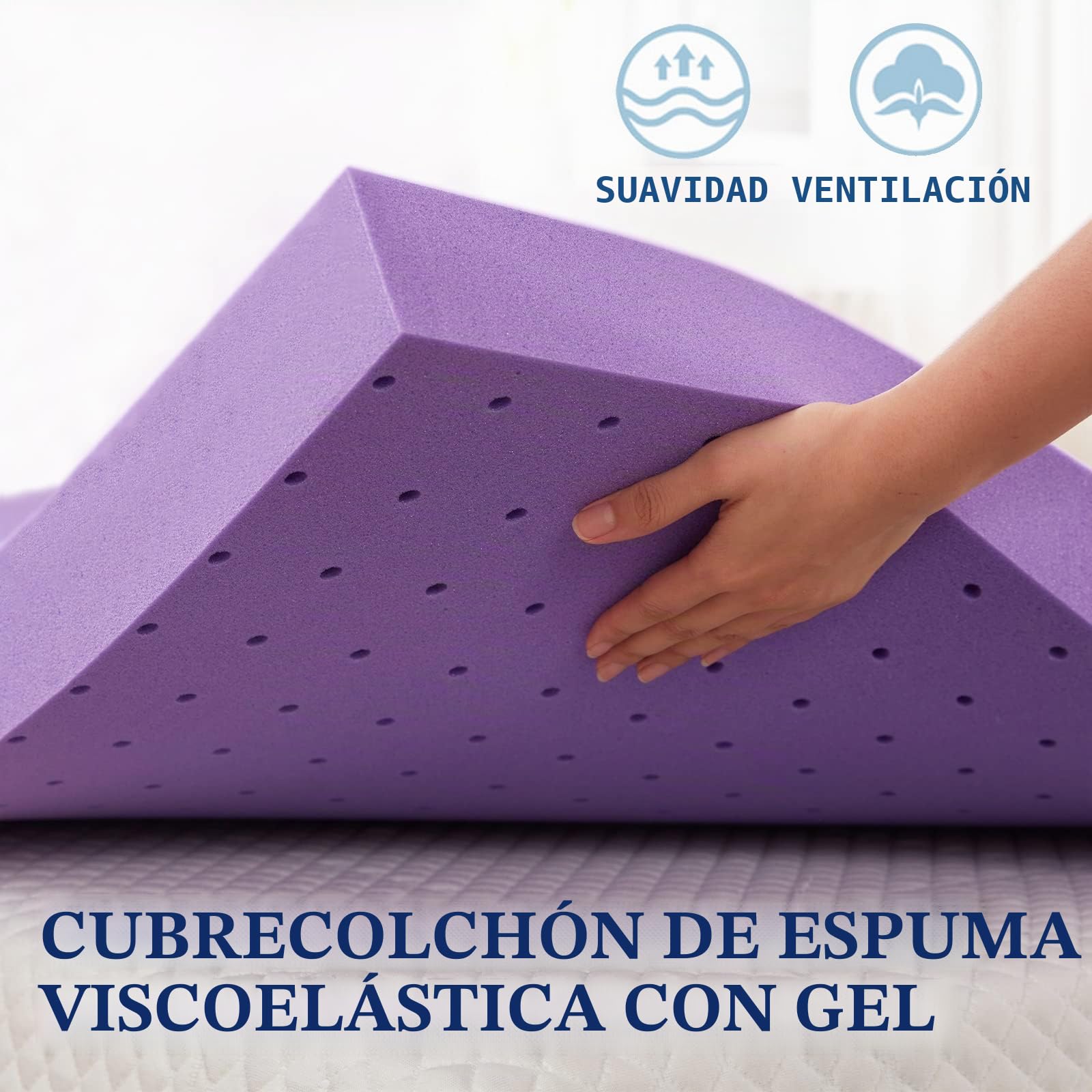 SINWEEK Cubrecolchón de Espuma viscoelástica de Gel de 2 Pulgadas, Suave y ventilado, Certificado CertiPUR-US, tamaño Individual, Color Morado