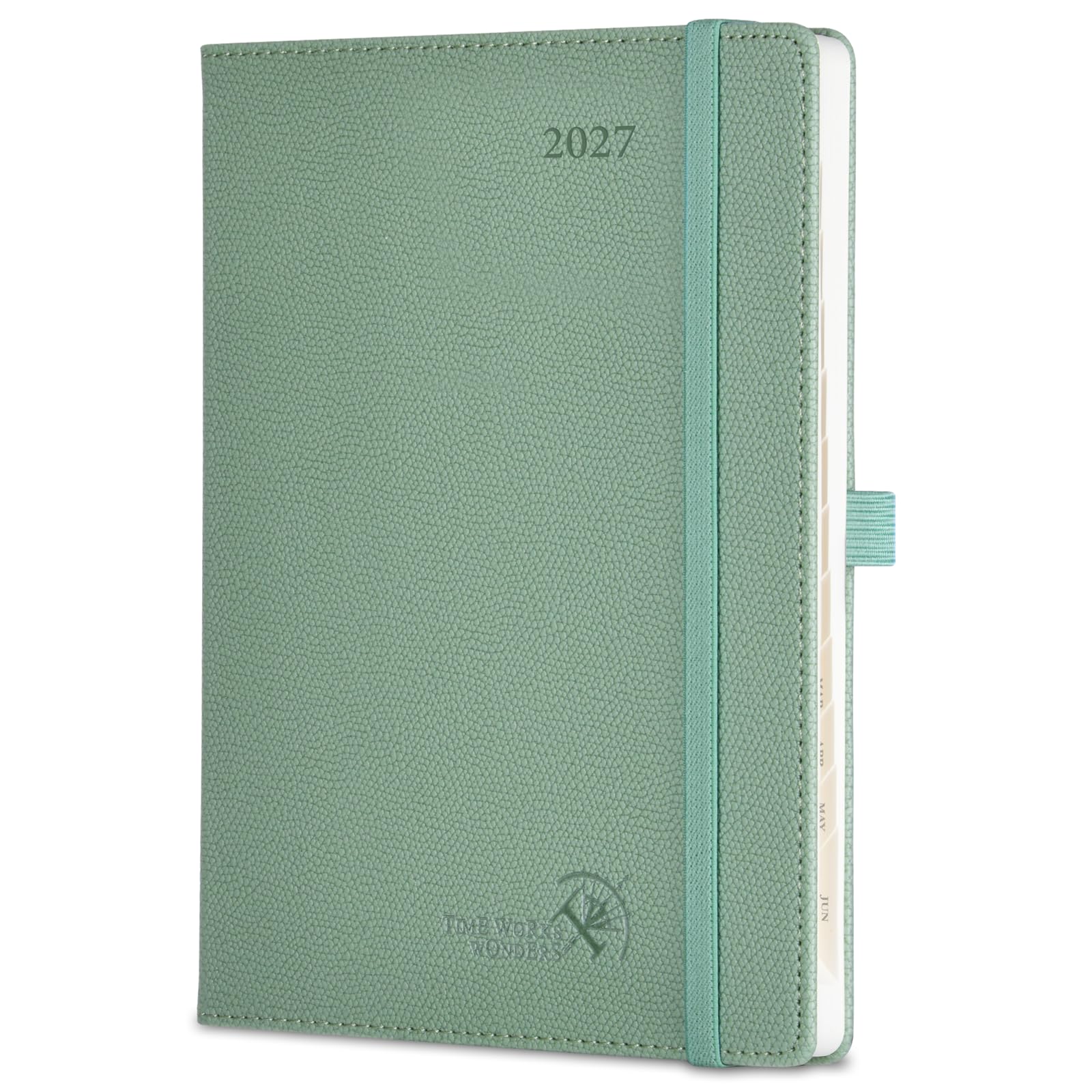 POPRUN A5 2027 Diary Week To View Pu Hardback Weekly Planner Horizontal — image 1