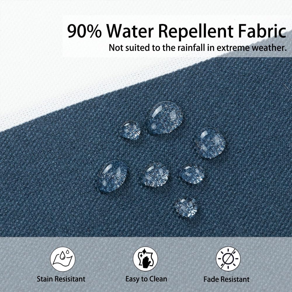 Magpie Fabrics Indoor Outdoor Cushion Cover Replacement 2 Pack, NO Insert! Water Repellent Slipcover with Ties Christmas Decor for Patio Garden Chair Seat Sofa Bench Wicker(Navy White, 20x18x4 Inch)