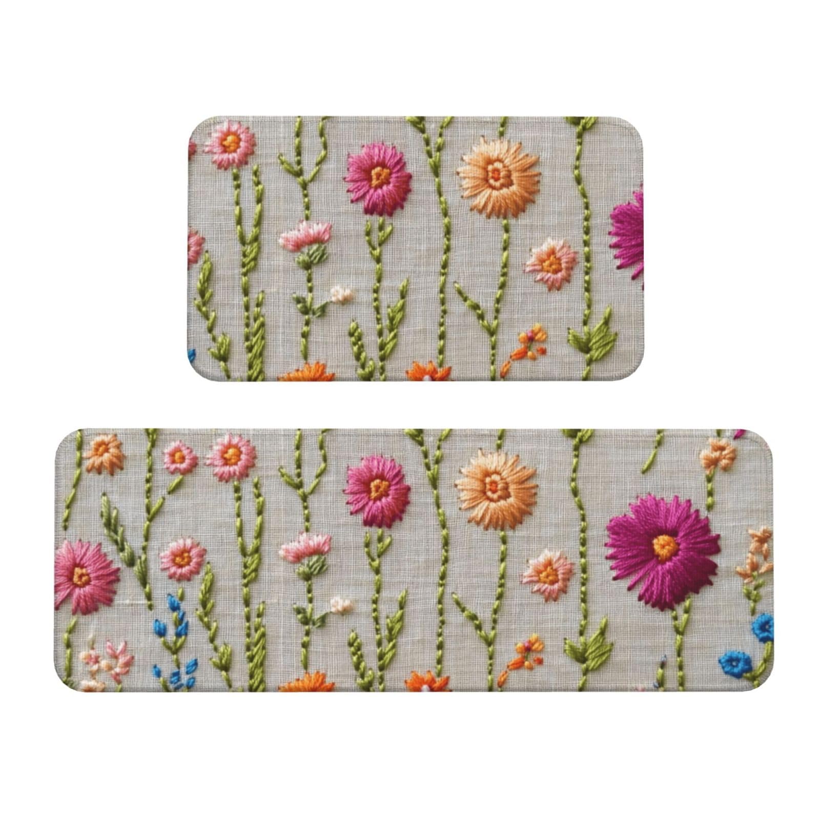 Tapetes acolchados de cocina antideslizantes con diseño floral para proteger tus suelos