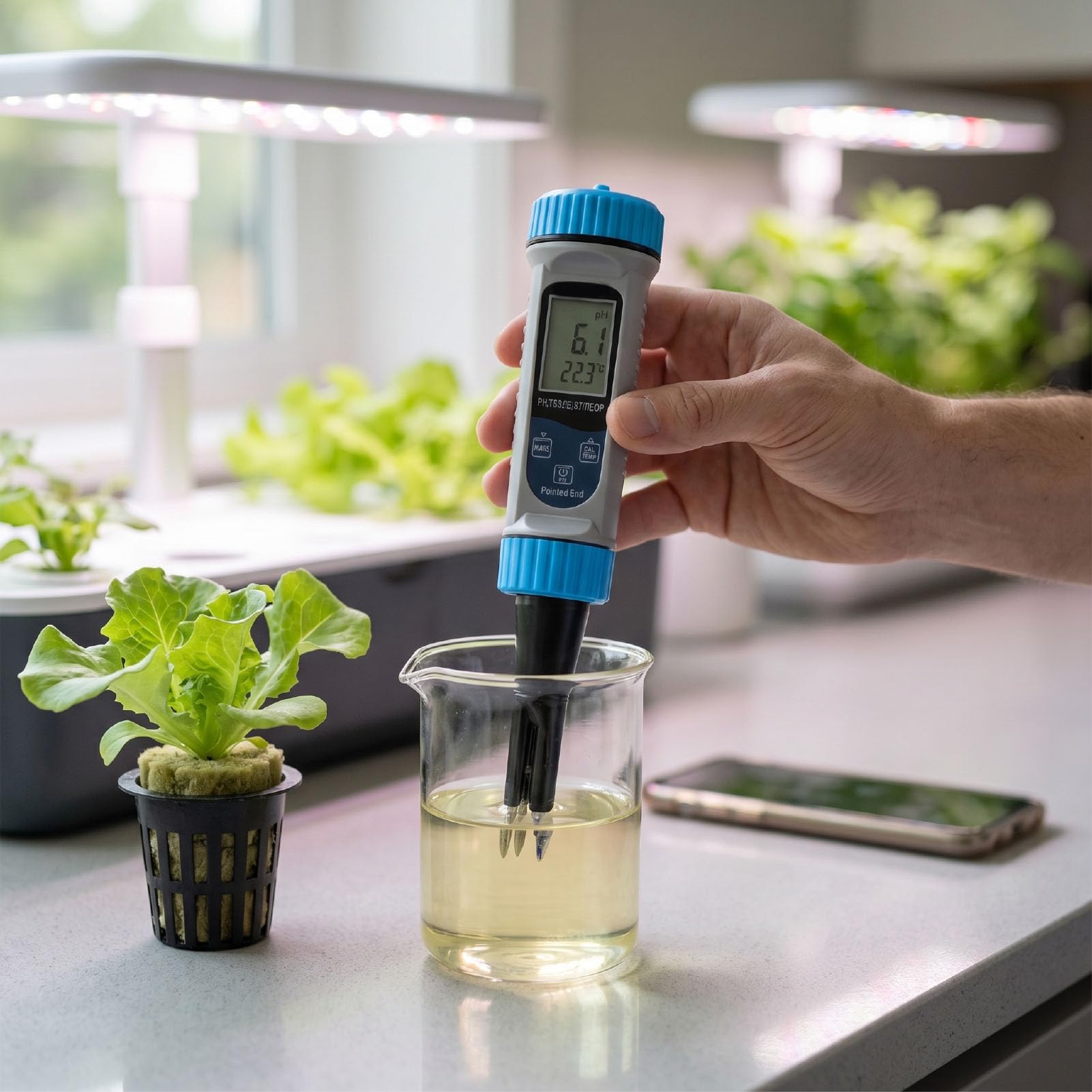 Medidor de PH para Alimentos, Sonda en Forma de Lanza, Probador de PH Digital con Bluetooth para Queso, Carne, Frutas, Verduras y Suelo