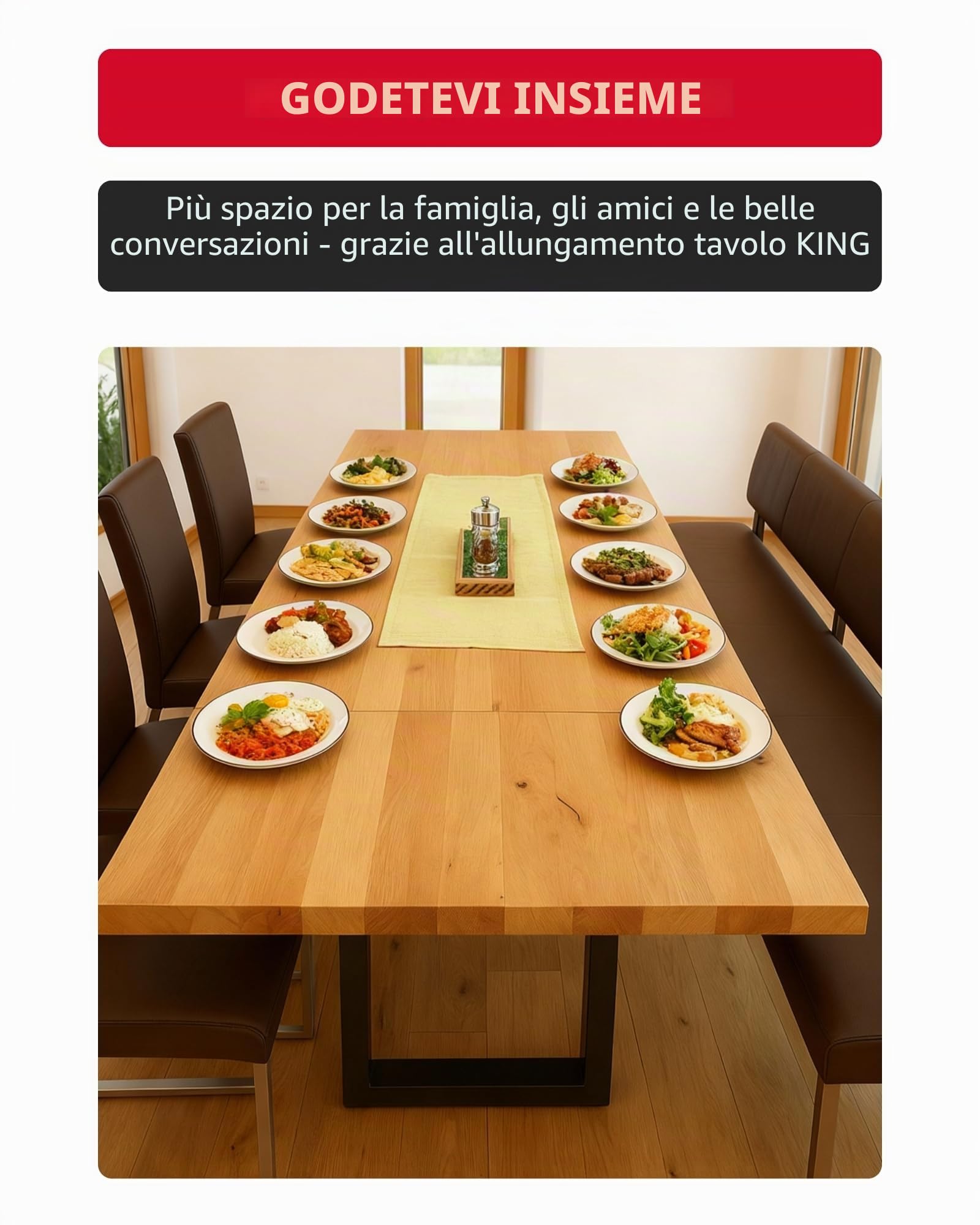 Gedotec Prolunga per tavolo 810 mm - 2 prolunghe per piano incl. materiale di fissaggio - acciaio nero opaco - prolunga per tavolo da pranzo in acciaio, da montare sotto il piano