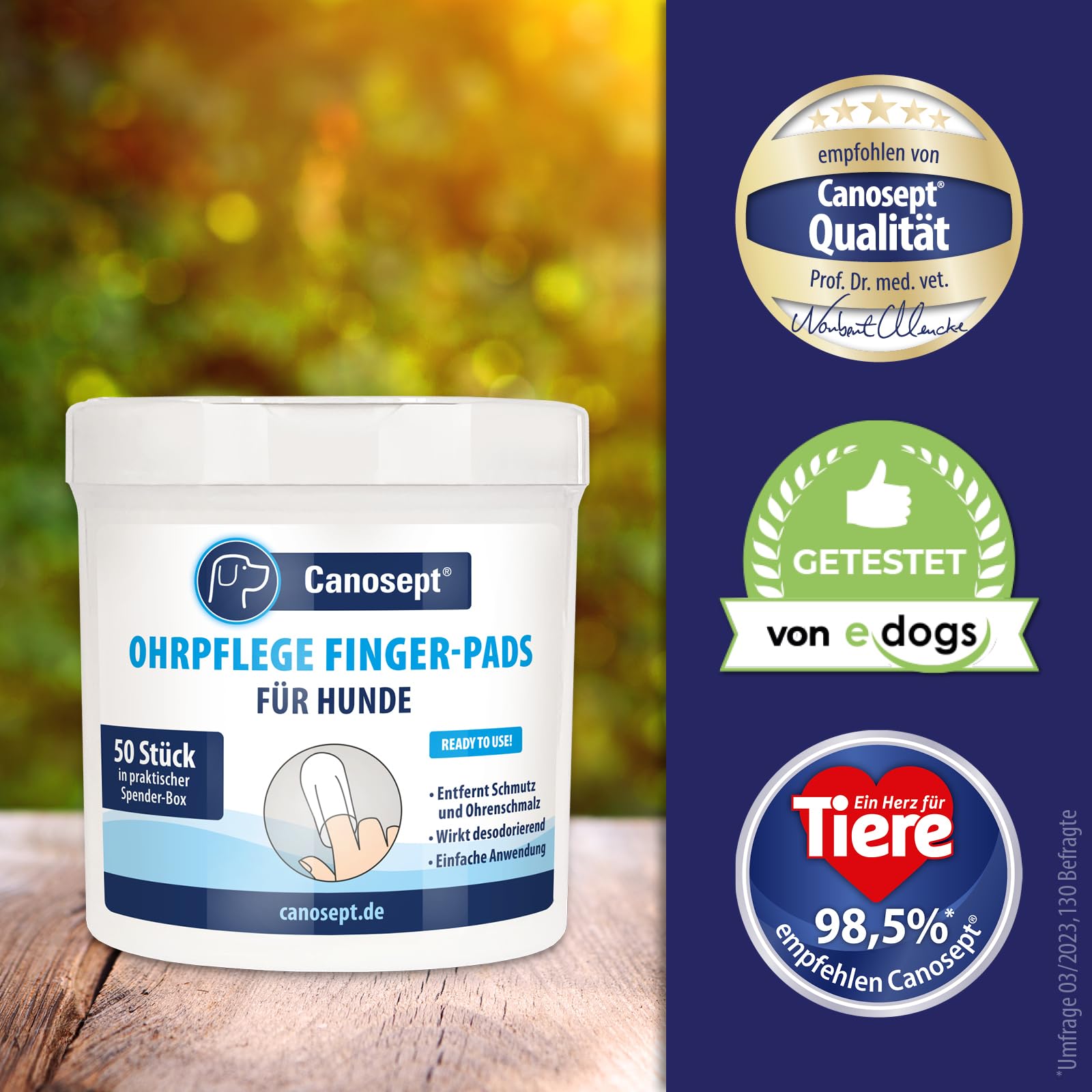 Canosept Ohrpflege Finger-Pads für Hunde 50 Stück - praktischer Hunde Ohrenreiniger Hund, Ohrreiniger für Hunde, Pflege & Hygiene Ohr-Pads - 5