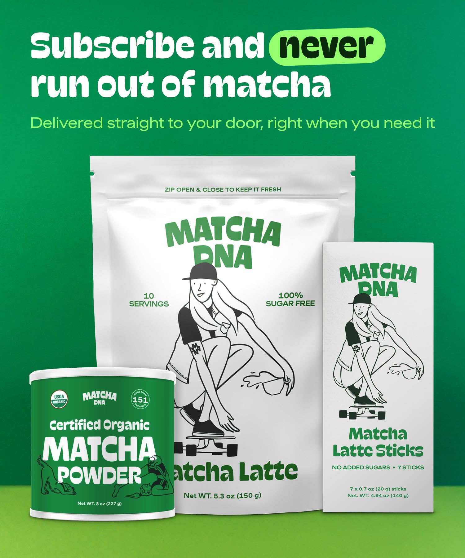 MatchaDNA Matcha Latte Sweet Matcha Latte Powder with Milk No Sugar Added Green Tea Lattes Mix for Hot — view 5