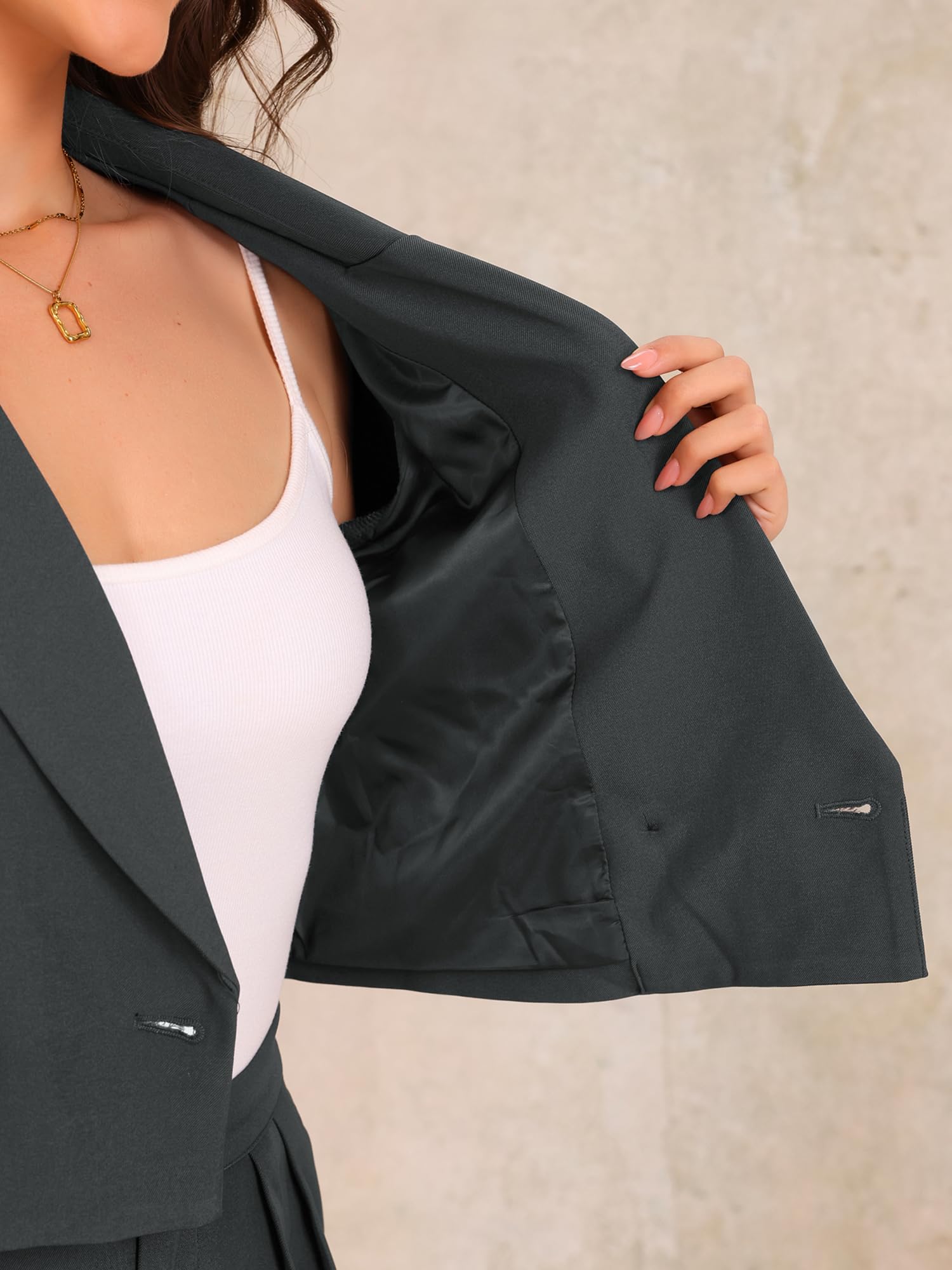 Allegra K Femme Ensemble Veste Croisée Pantalon Large 2 Pièces | Poches Latérales Revers Crantés Veste Courte Pantalon Large Habillé Bureau Rendez Vous Mariage Fête