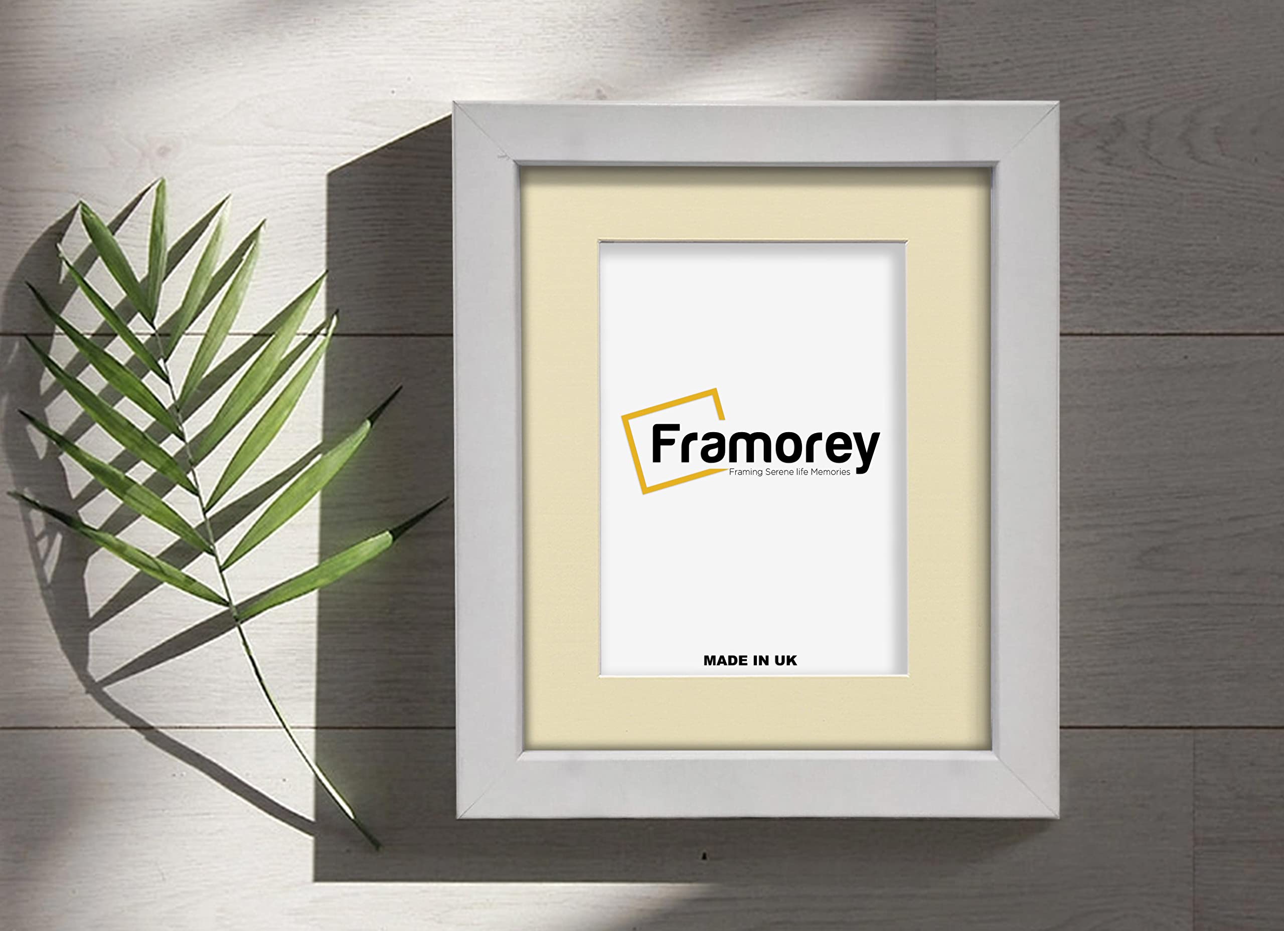 FRAMOREY Box Molding Picture Frame, 14x12" White Wooden Effect Photo Frame, With 12x10" Size Ivory Mount, Wall Hanging Deep Box Poster Frame