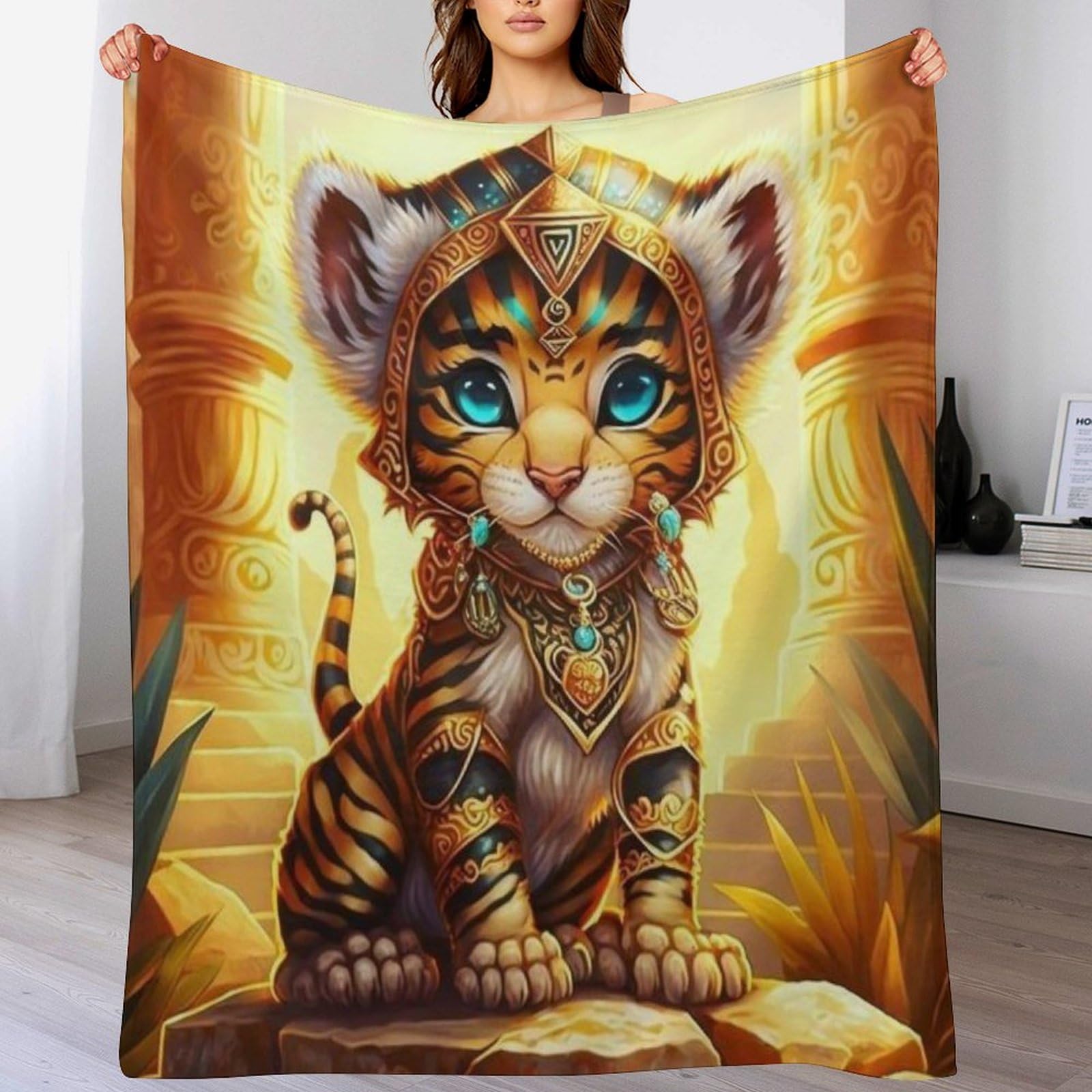 Couverture tigre lit canapé voyage plaid chaud doux 130x150