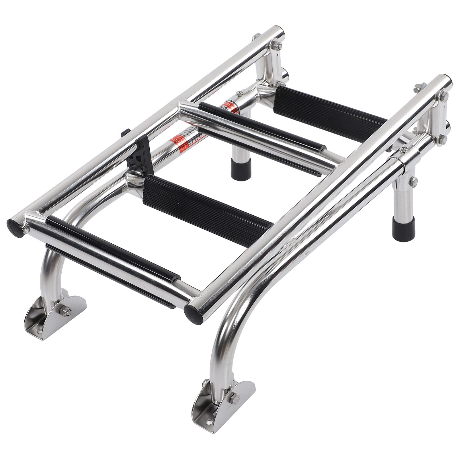4 Step Pontoon Boat Ladder, 316 Stainless Steel Folding Telescoping Ladder, Heavy Duty, Wide Steps, Safe Handrails, Dock Ladder for Marine Pontoon, Yacht, Swimming Pool
