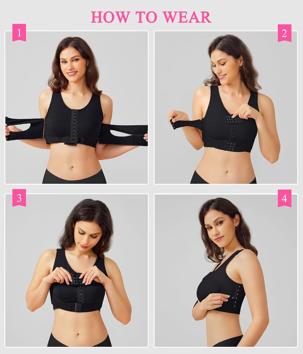 BRABIC Front Closure Post Surgical Compression Everyday Bra for Women Mastectomy with Removable Breast Support Band - Image 4