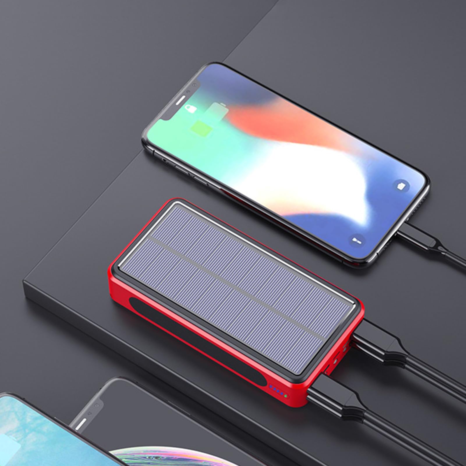 Caricabatterie Solare Cellulare Batteria Esterna Impermeabile Da 20000mAh | Caricatore Solare Portatile Power Bank Supporta 4 Dispositivi Elettronici per Campeggio Viaggio