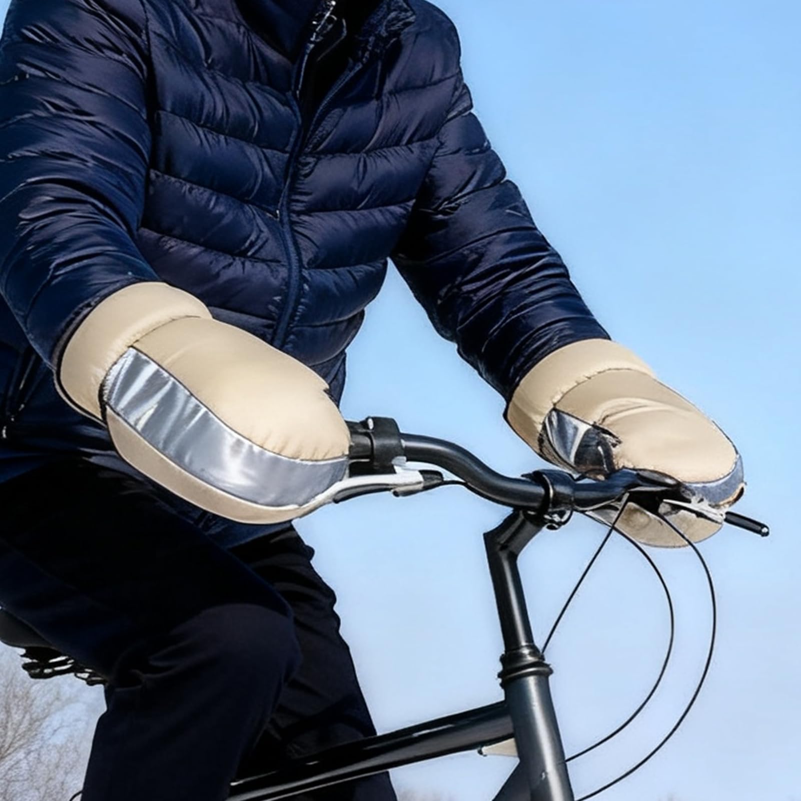 Manoplas Para Manillar Manguitos Térmicos Para Agarres De Bicicleta | Cubierta Térmica Para Manubrio Para Ciclismo Invernal, Desplazamientos Diarios, Motonieve, Motocross, Carretera
