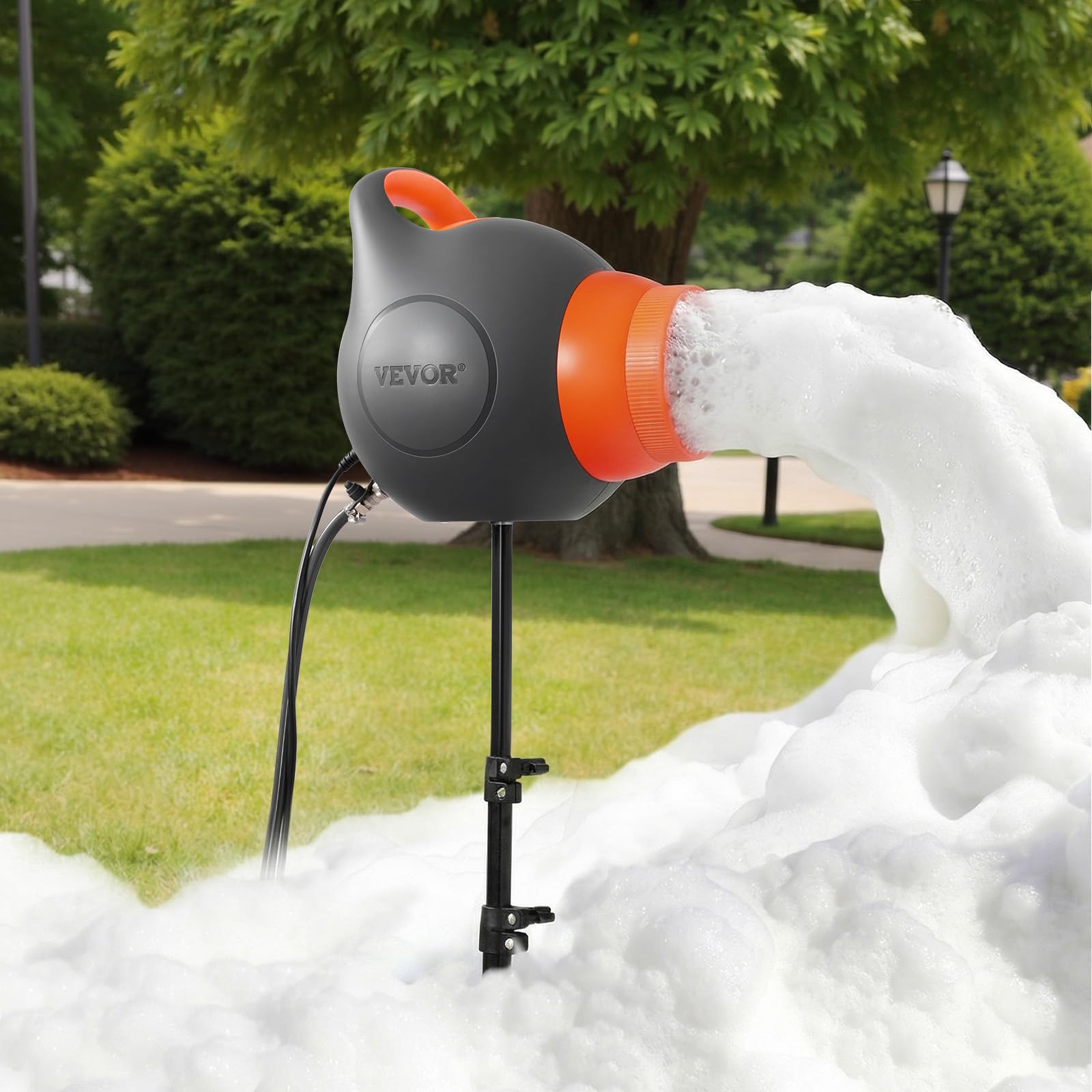 VEVOR Macchina per la Schiuma per Feste, Generatore Spara Schiuma da 115 W, Portatile con Treppiede, Colore Grigio e Arancione, per Giardino Piscina Eventi Esterni Compleanni Celebrazioni Festivi