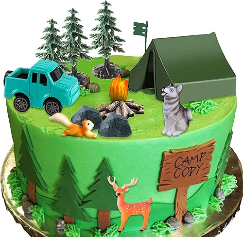Miniatura 6 de 16 decoraciones para tartas de campamento, decoración de tartas junto a la hoguera, bosque, decoración para tartas para niños, camping, fiesta