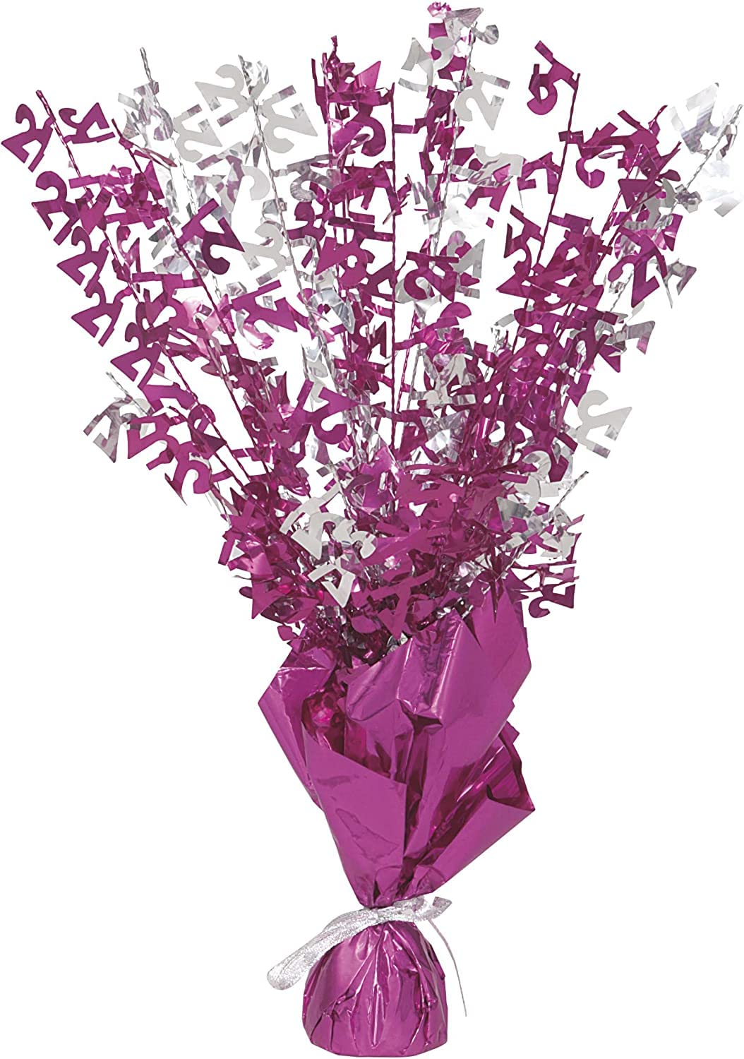 Party Buz WE VALUE YOUR TRUST Pink/Blue/Black Birthday Balloon Weight Spray Centrepiece - 43cm, (21st Pink & Silver)