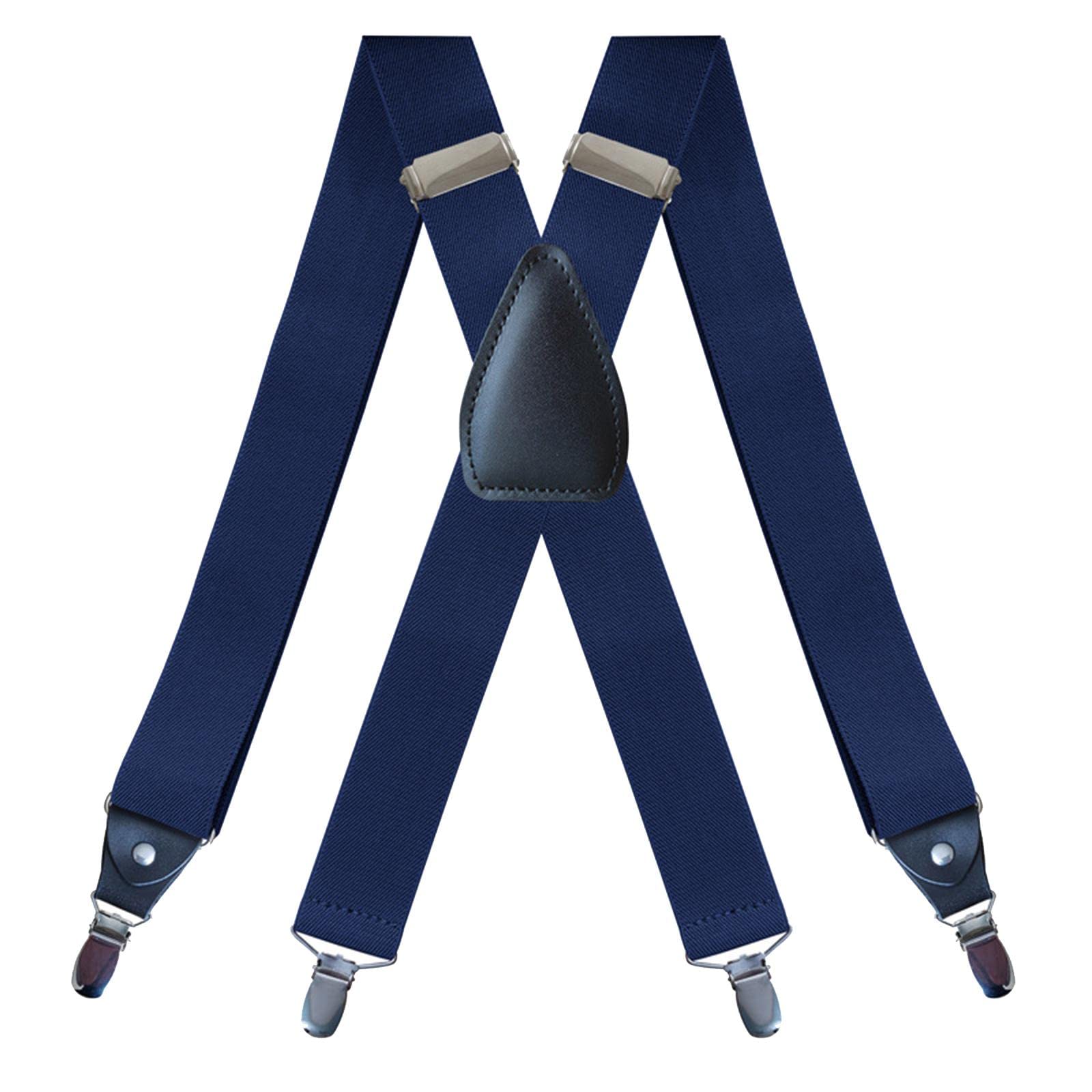 Men'S Suspenders Elastic Straps Solid Heavy Duty 4 Clips Adjustable Unisex Dark Blue | Suspenders Braces | Mens Accessories | Clothing Shoes & Accessories-image-39
