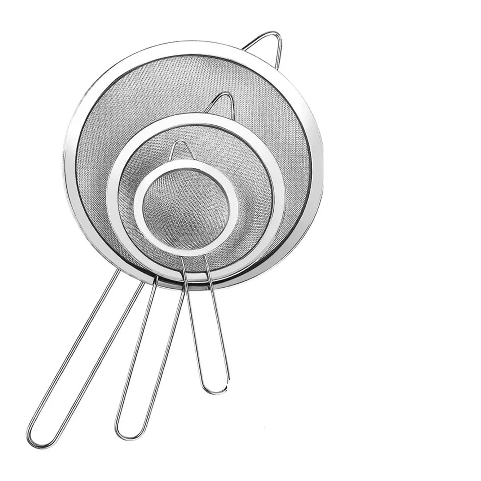 colador acero inoxidable 1 colador de malla acero inoxidable con cuchara ranurada for cocina, fino mango largo for cocinar(Three combo sets)