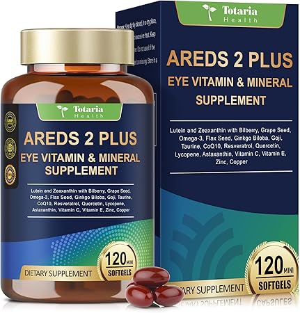 19-in-1 AREDS 2 + Eye Vitamins for Macular Health and Dry Eye, Lutein and Zeaxanthin Supplement with Vitamin C/E, Zinc, Omega-3, Support Eye Strain, Pressure, Night Vision & Hydration - 120 Softgels