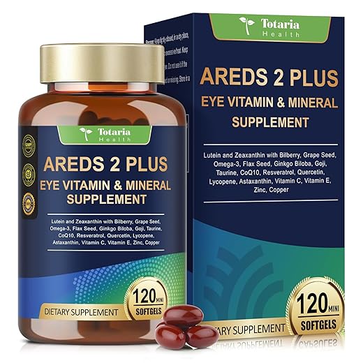 19-in-1 AREDS 2 + Eye Vitamins for Macular Health and Dry Eye, Lutein and Zeaxanthin Supplement with Vitamin C/E, Zinc, Omega-3, Support Eye Strain, Pressure, Night Vision & Hydration - 120 Softgels