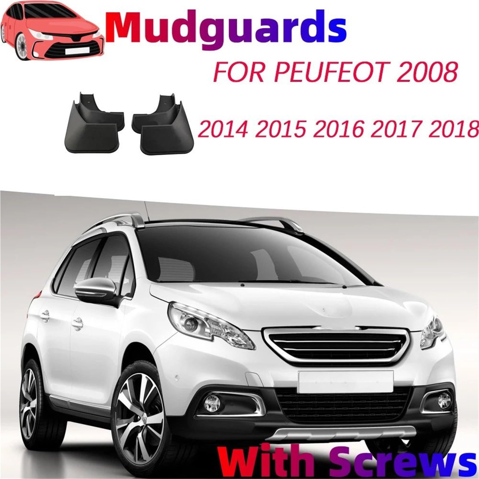 bavettes de voiture Garde-boue Convient pour Peugeot 2008 2014 2015 2016 2017 2018, garde-boue, accessoires pour roues avant et arrière