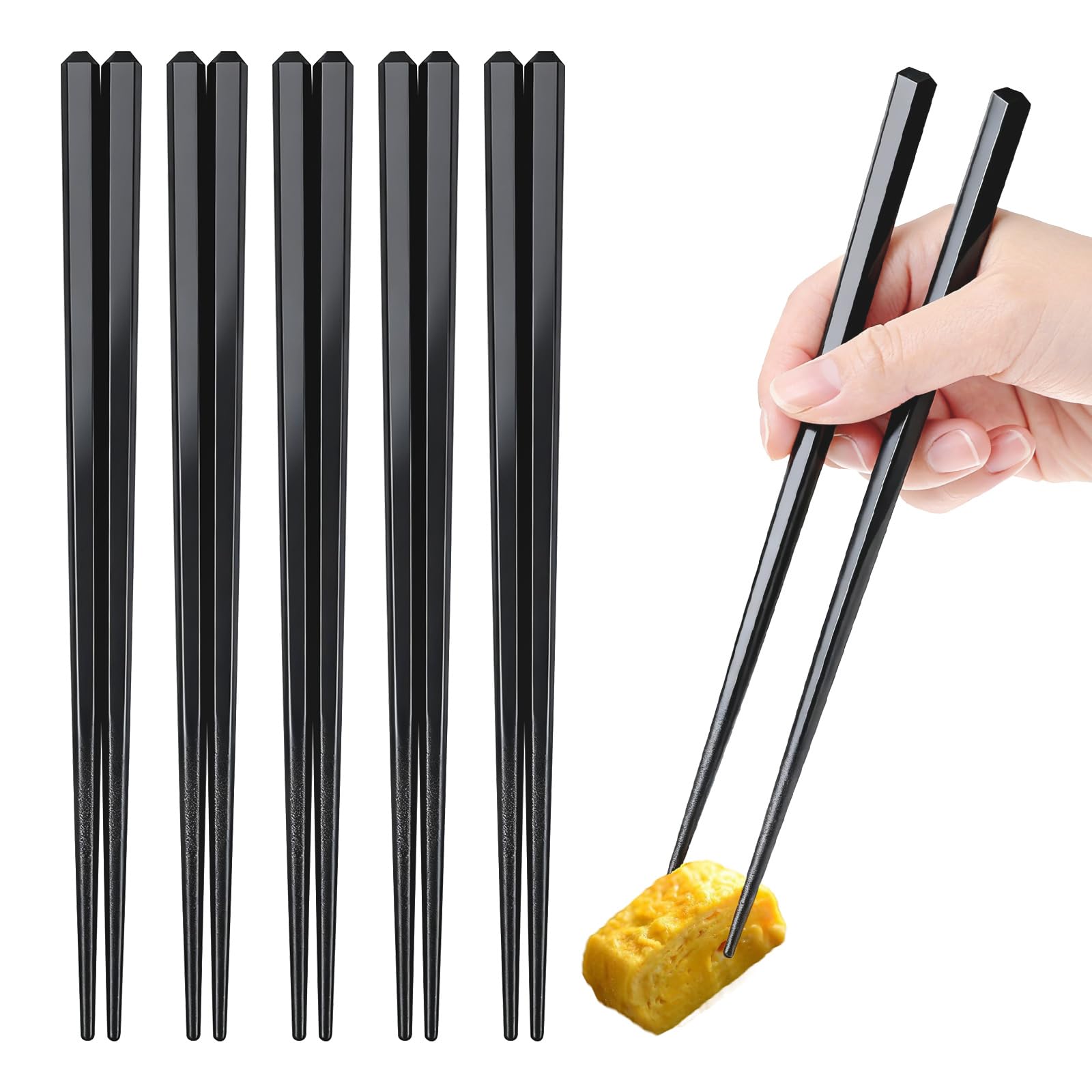 Hexagonal Grip Chopsticks, Heat Resistant & Dishwasher Safe