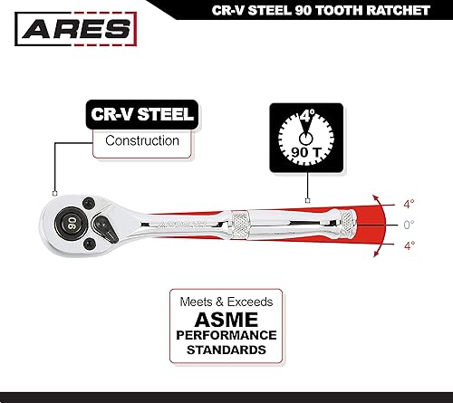 Miniatura 10 de ARES 42068-14-Inch Drive Trinquete de 120 dientes  Arco oscilante de 3 grados  Mecanismo de trinquete reversible  Mango ergonómico y estructura de