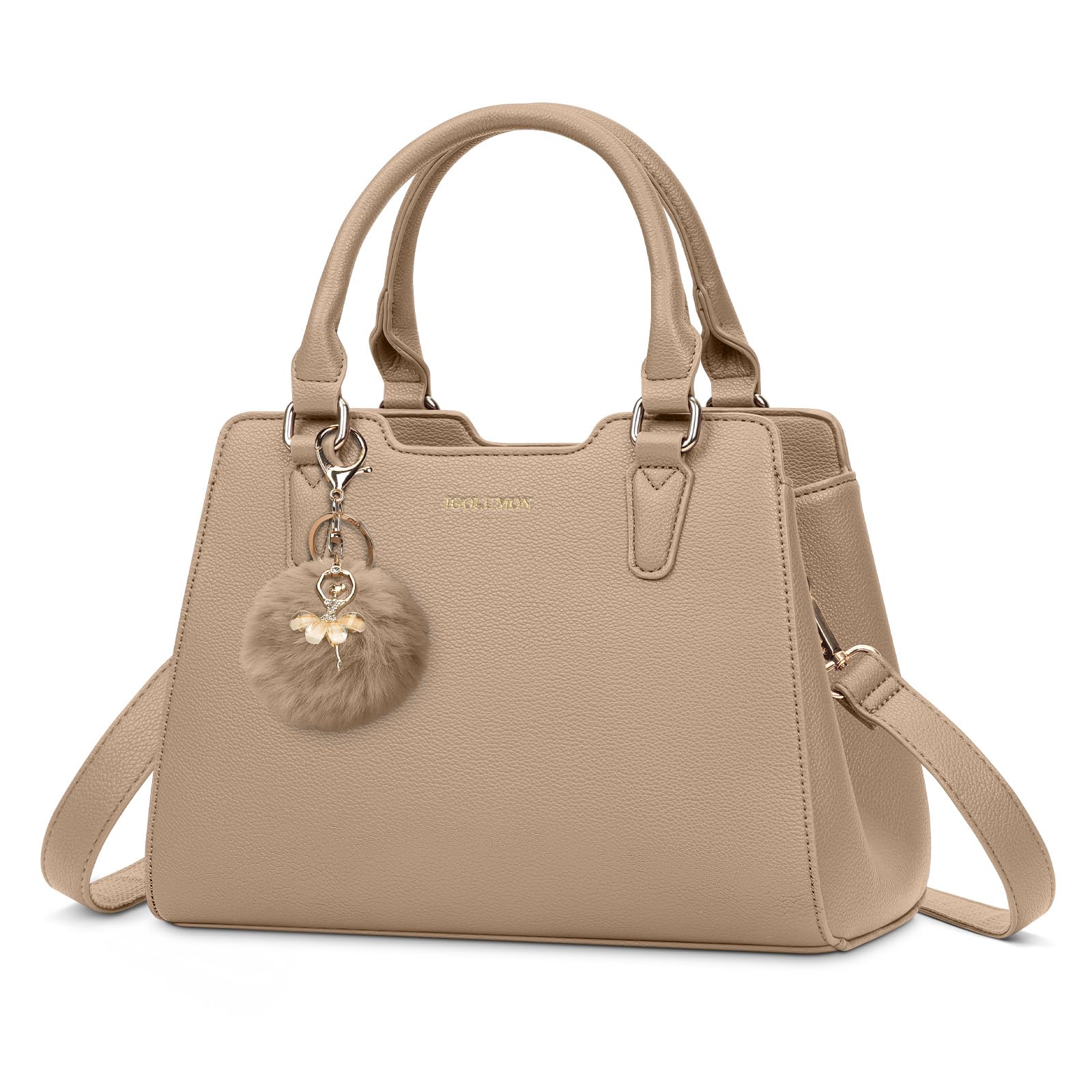 IGOLUMON Handtas voor dames, shopper, groot, zwart, laptoptas, 15,6 inch, PU -leer, schoudertas, werktas, waterdicht, voor zaken, kantoor, werk, lerarentas, school, zwart, Large, Hedendaags