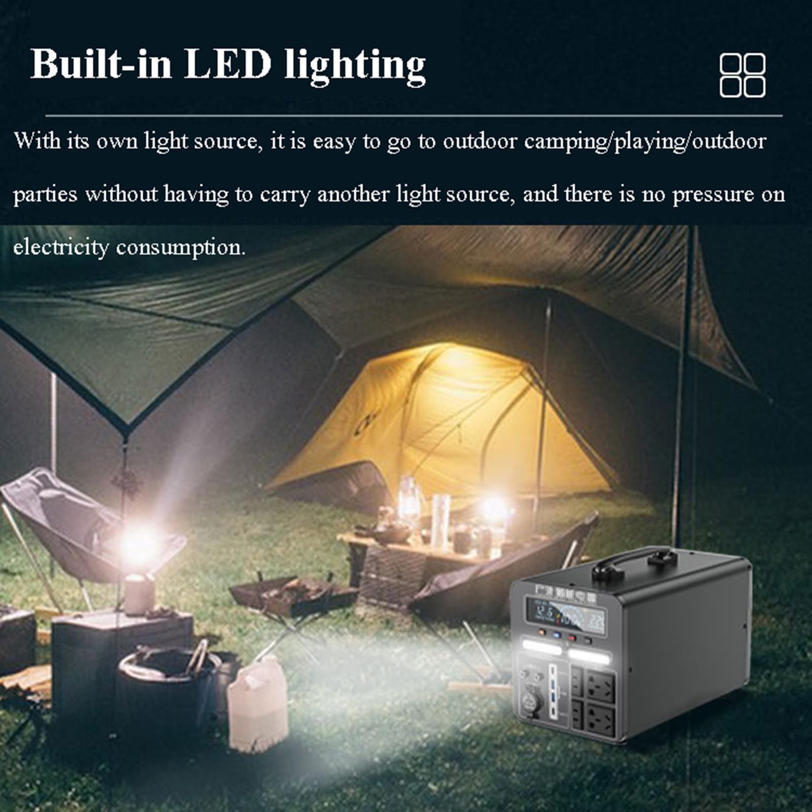 Alimentation électrique Mobile extérieure 600 W 220 V Stockage d'énergie Portable Batterie au Lithium de Grande capacité Camping Conduite Autonome Décrochage de Voiture d'urgence,480Wh