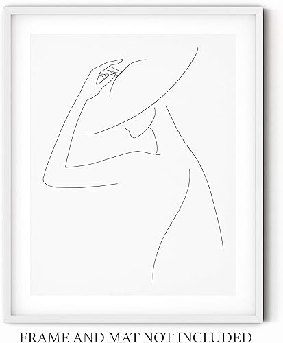 Miniatura 8 de Abstract Fashion Hat Tip  Woman One Line Silhouette - 11x14 UNFRAMED Black and White Art Print of Nordic Modern Contemporary Female Form Line