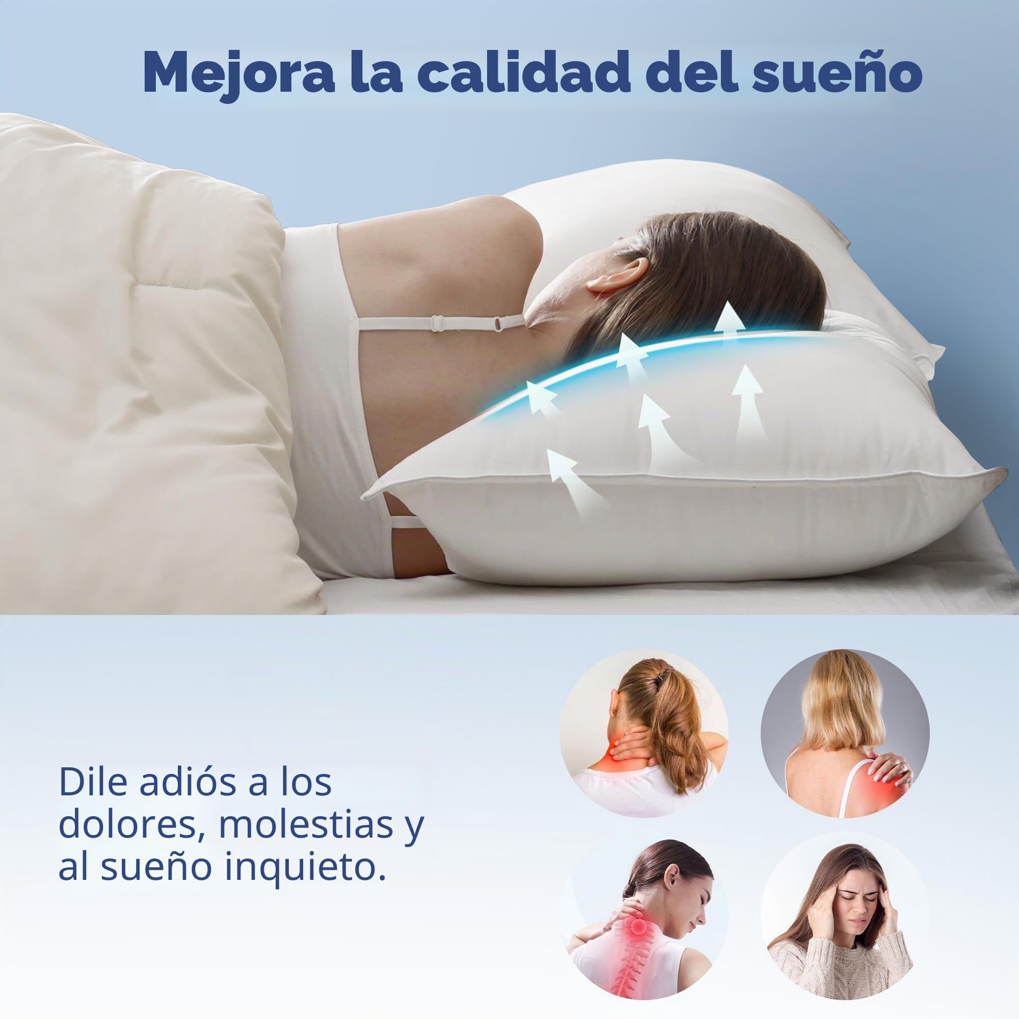 UNIKOME Almohada de Pluma y plumón de Ganso, Juego de 2 Almohadas 50x75cm, Funda de Almohada de Lujo de 100% algodón, Lavable, Oeko-Tex, Blanco (50×75cm)