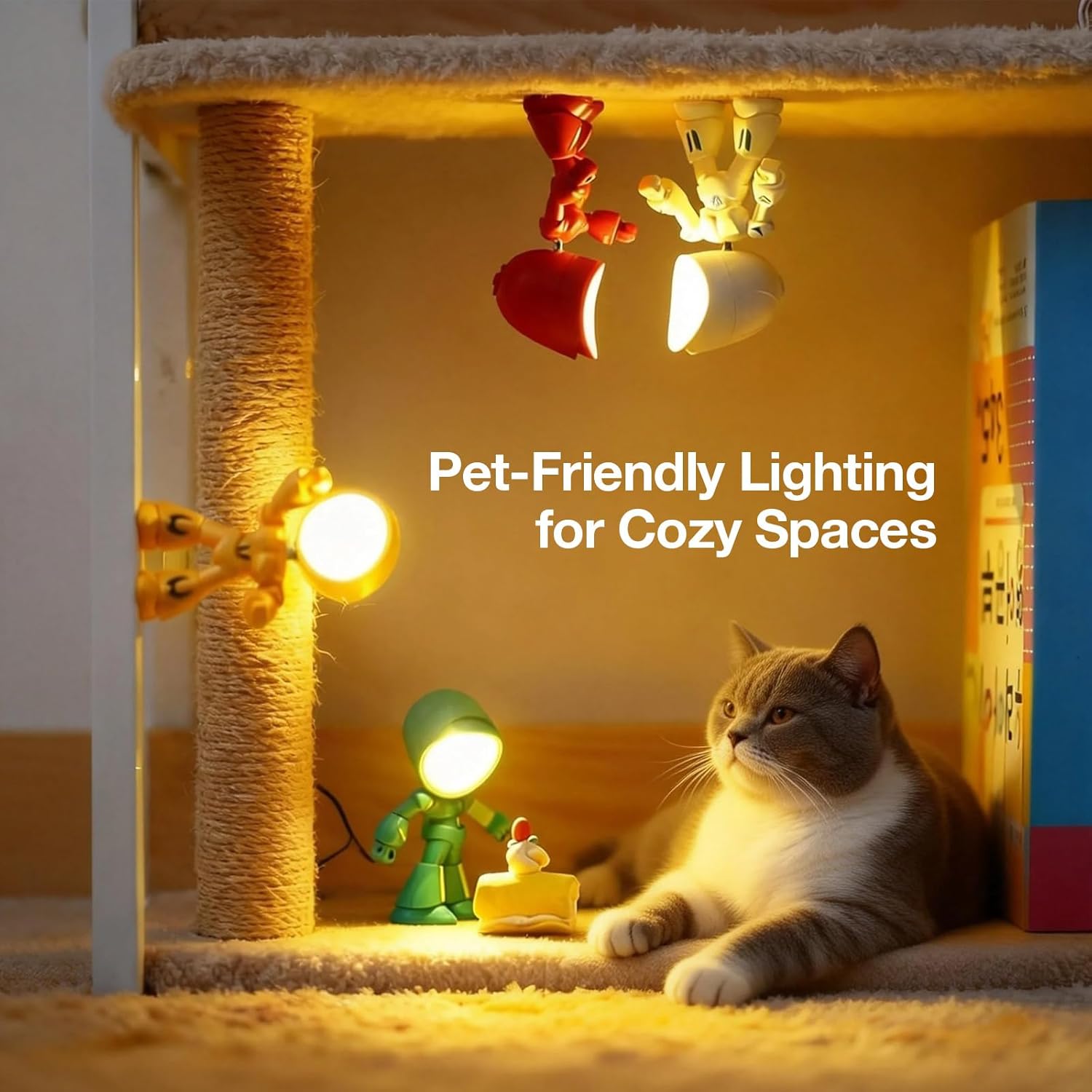 Lonely Robot LED Mini Night Light, Cartoon Cute Companion Desk Lamp with Magnetic Base, Gift for Thanksgiving Christmas Halloween Birthday, Room Decor (*6)