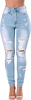 KDF Women's High Waisted Jeans for Women Distressed Ripped Jeans Slim Fit Butt Lifting Skinny Stretch Jeans Denim Pants