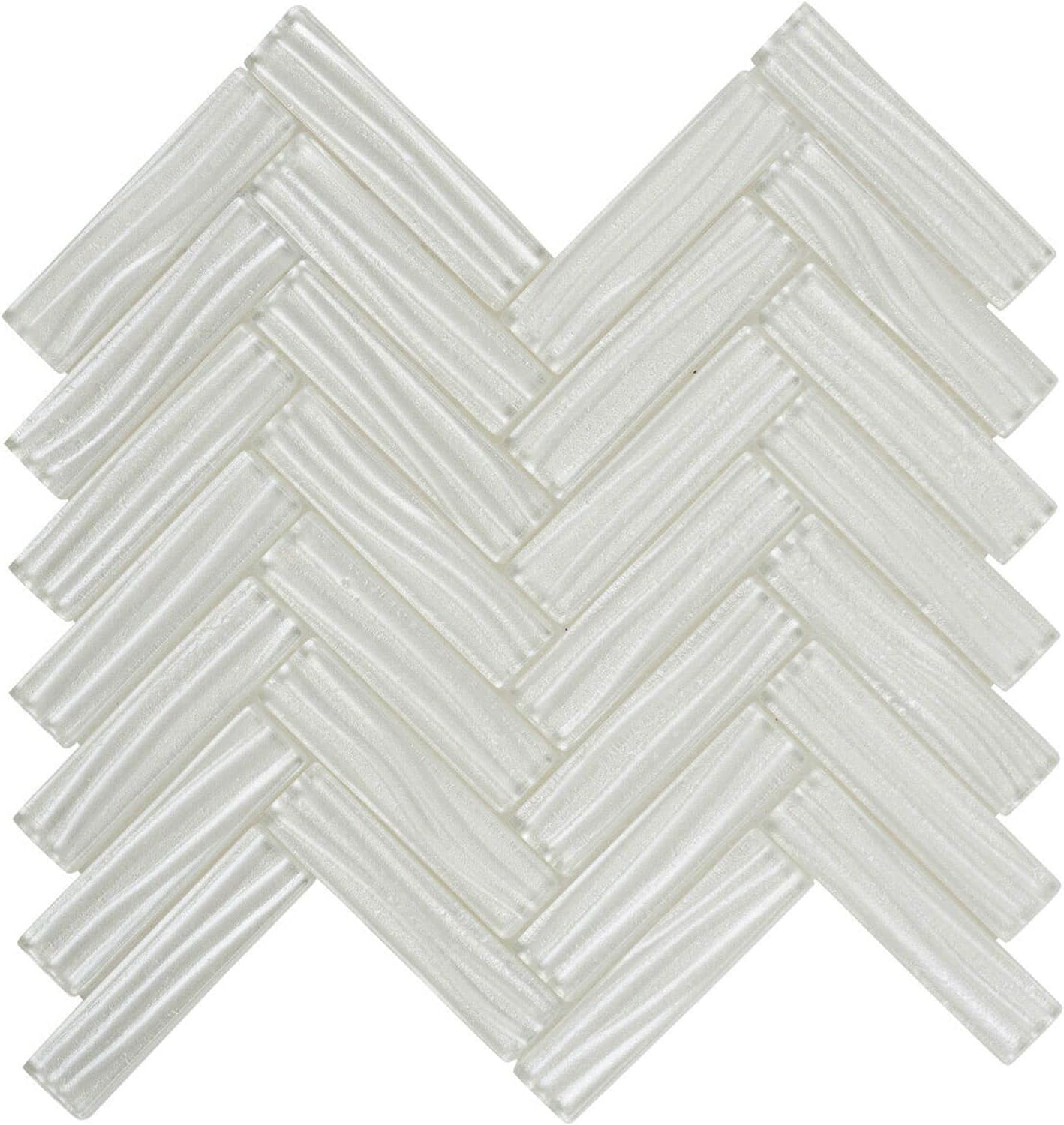 Modket Herringbone Gray Wave Cold Spray Glass Tile Mesh Mounted Backsplash TDH235MO (10 Sheets)