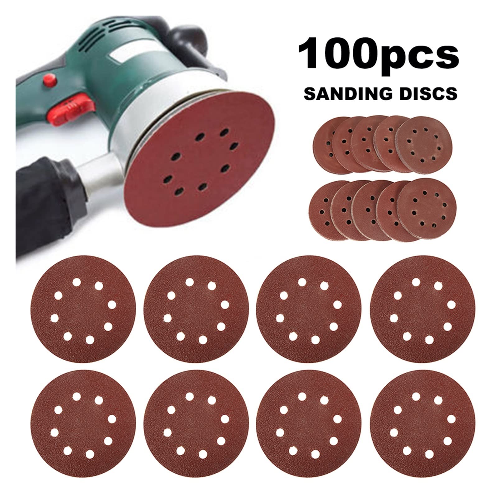 Papel de lija abrasivo ZSBLXHHJD 100 piezas 6 "discos de lijado 40/60/80/180/400/800 Discos de lijado Discos de grilletes for discos de pulido (Color : 100Pcs 6inch)